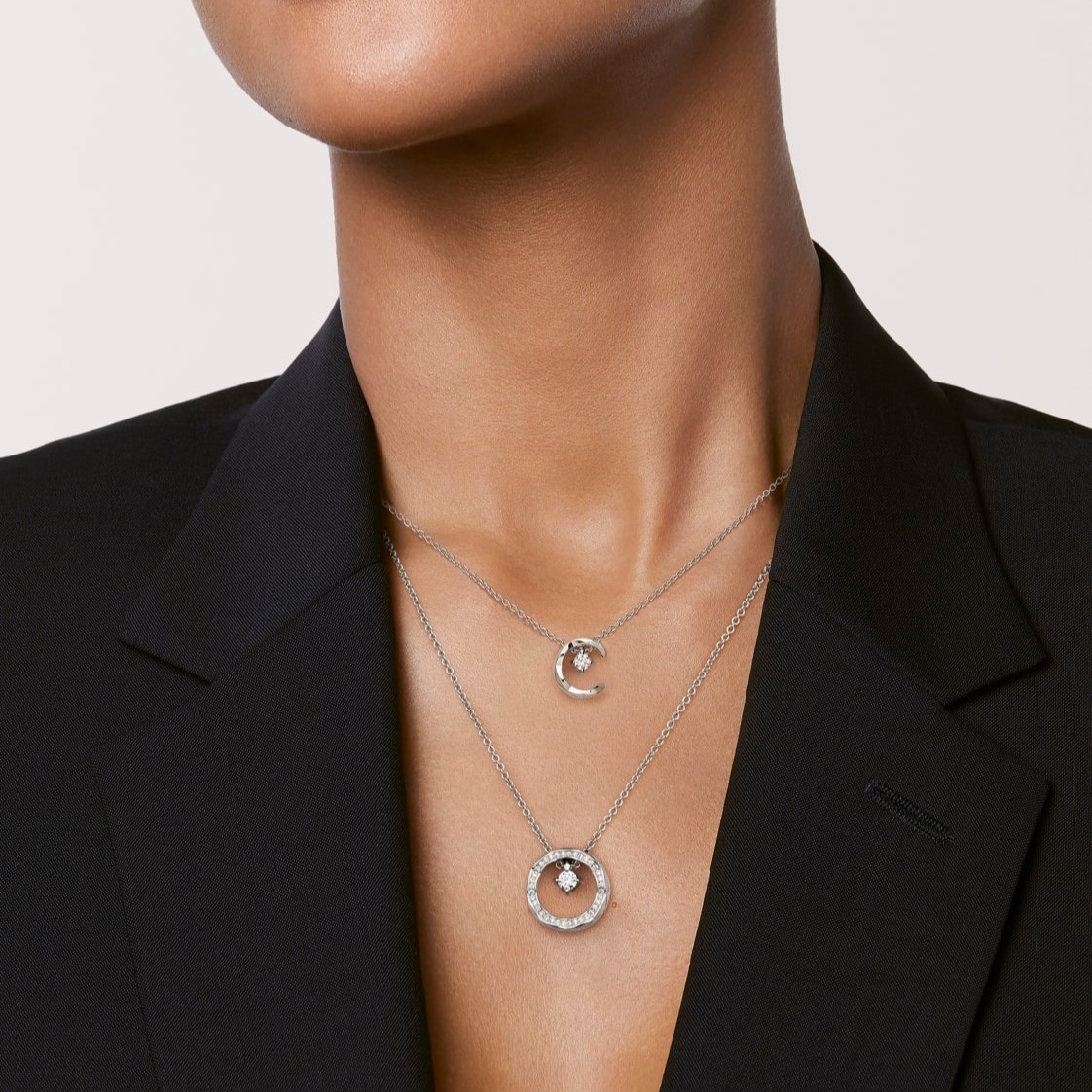 Ch**el Coco Necklace Silver Hardware For Women J13216