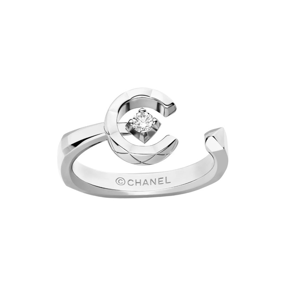 Ch**el Coco Ring Silver Hardware For Women J13724