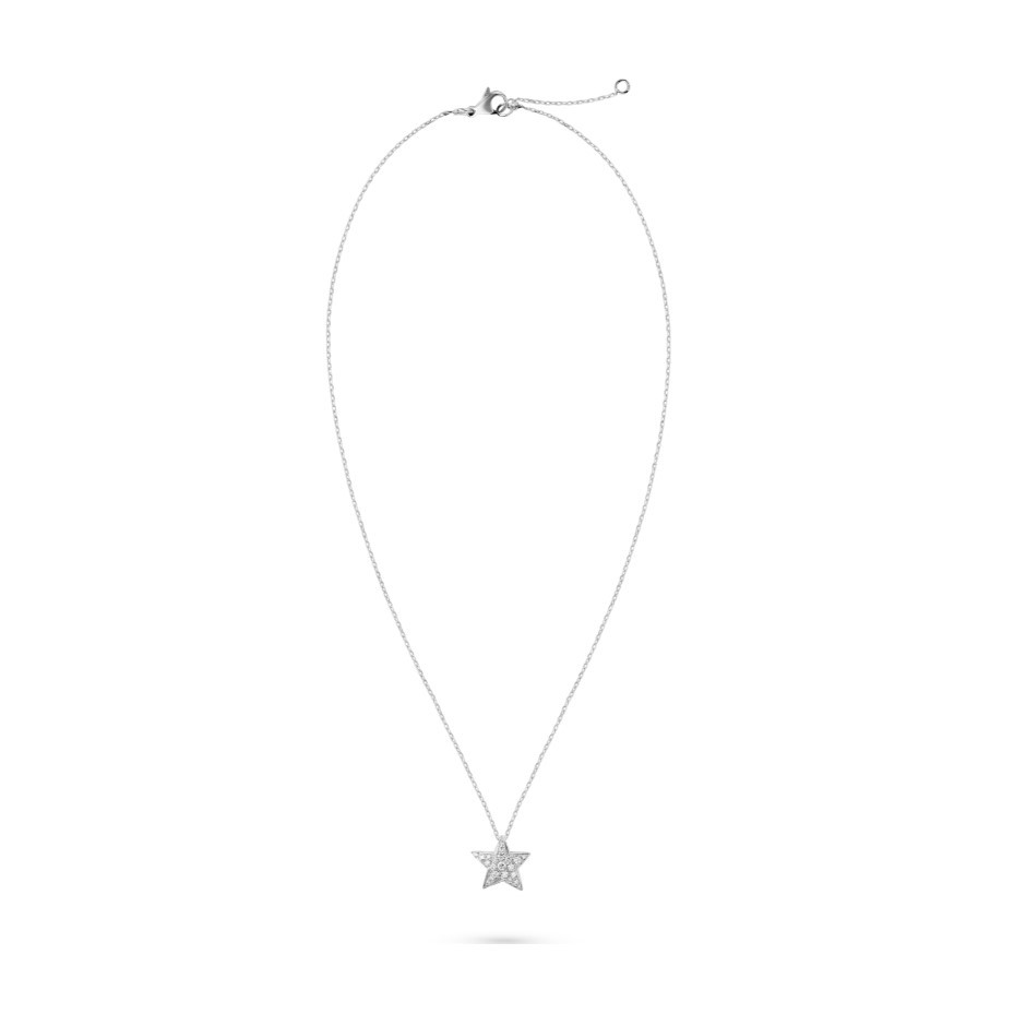 Ch**el Comete Geode Necklace Silver Hardware For Women J0869