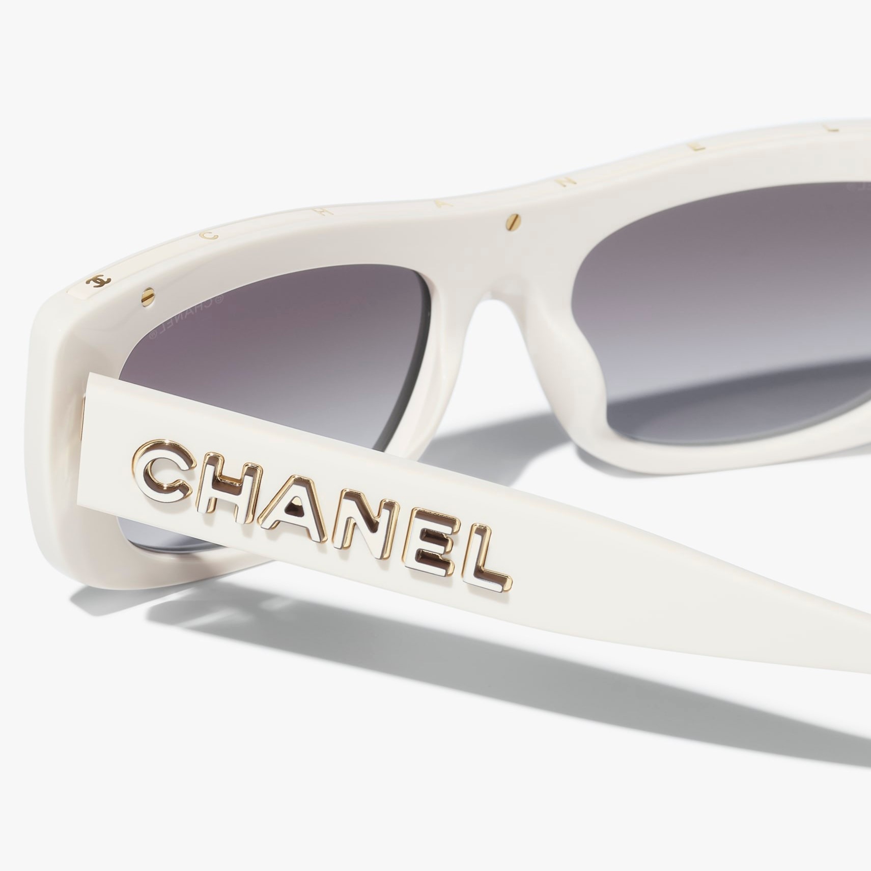 Ch**el Rectangle Sunglasses White For Women A71760 X08101 S2861