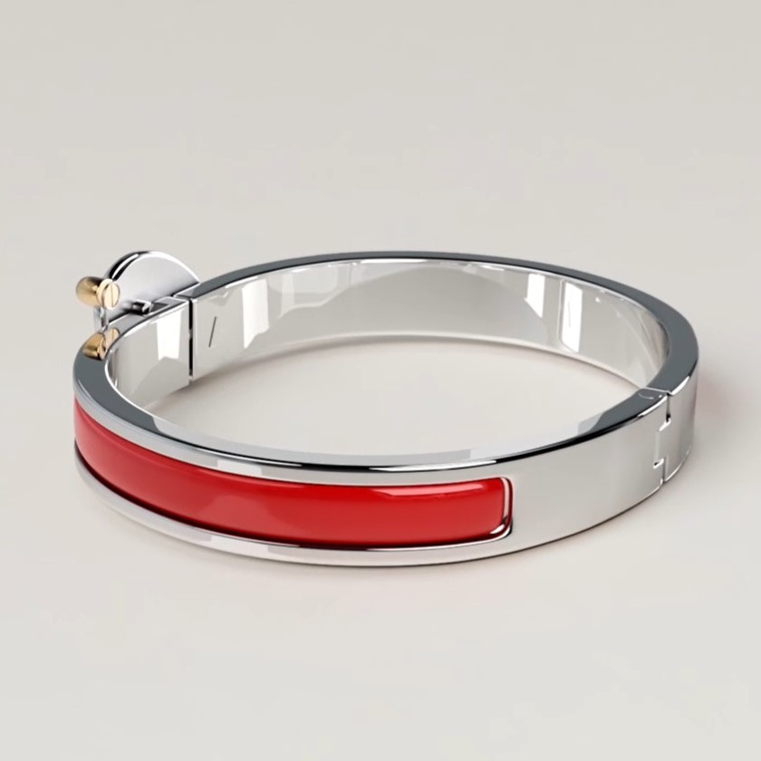 H**me5 Mini Clic Chaine D Ancre Bracelet Rouge Amarante Silver Hardware For Women H209000FP94PM