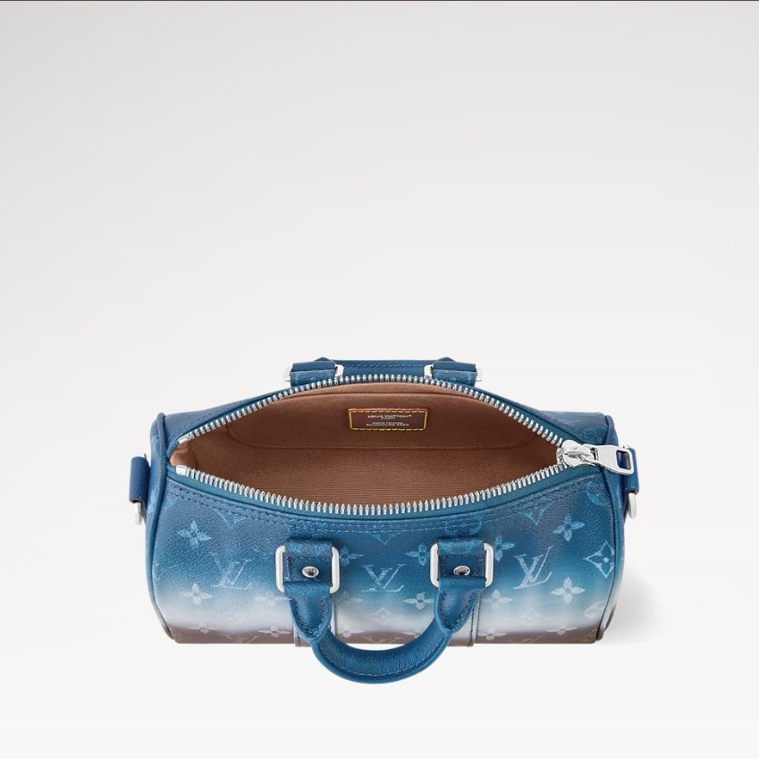 L0vis Vvtt0n Keepall Bandouliere 25 Travel Bag 9.8in/ 25cm Blue Silver Hardware For Men M28026