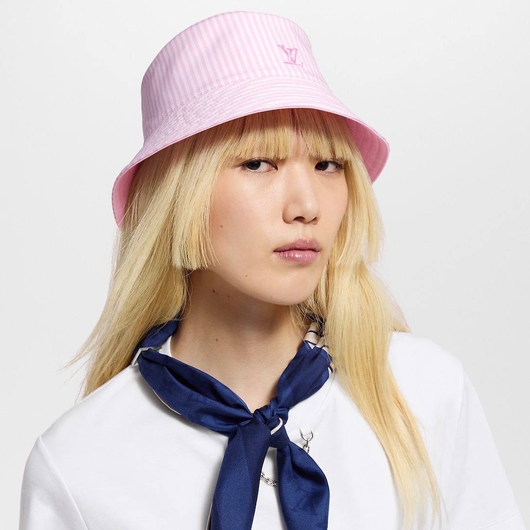 L0vis Vvtt0n LV League Striped Bucket Hat Pink For Women M5160M