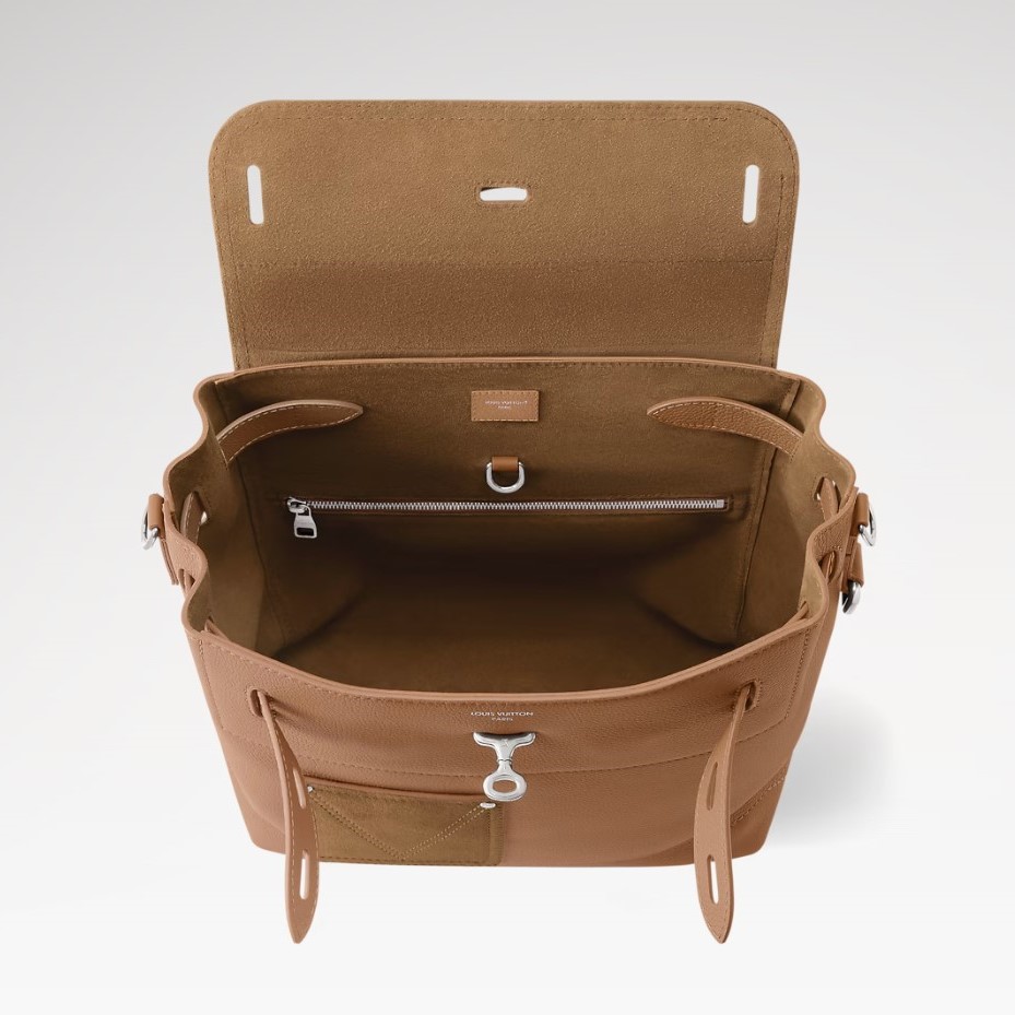 L0vis Vvtt0n Steamer 30 Top Handle Bag 12.6in/ 32cm Tan Silver Hardware For Men M26758