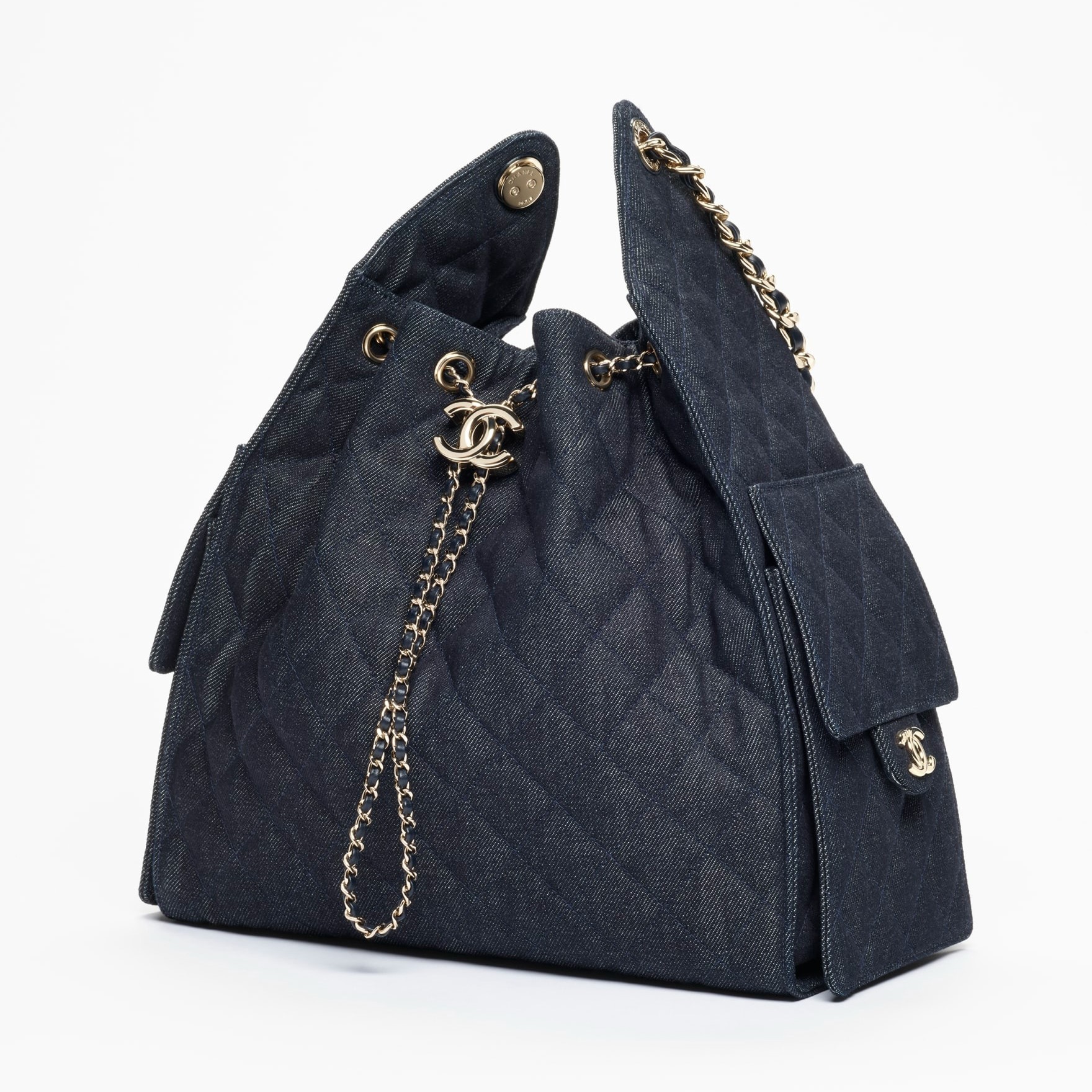 Ch**el 25 Medium Shoulder Bag 11.8in/ 30cm Dark Blue Gold Hardware For Women AS5311-B24037-U9373