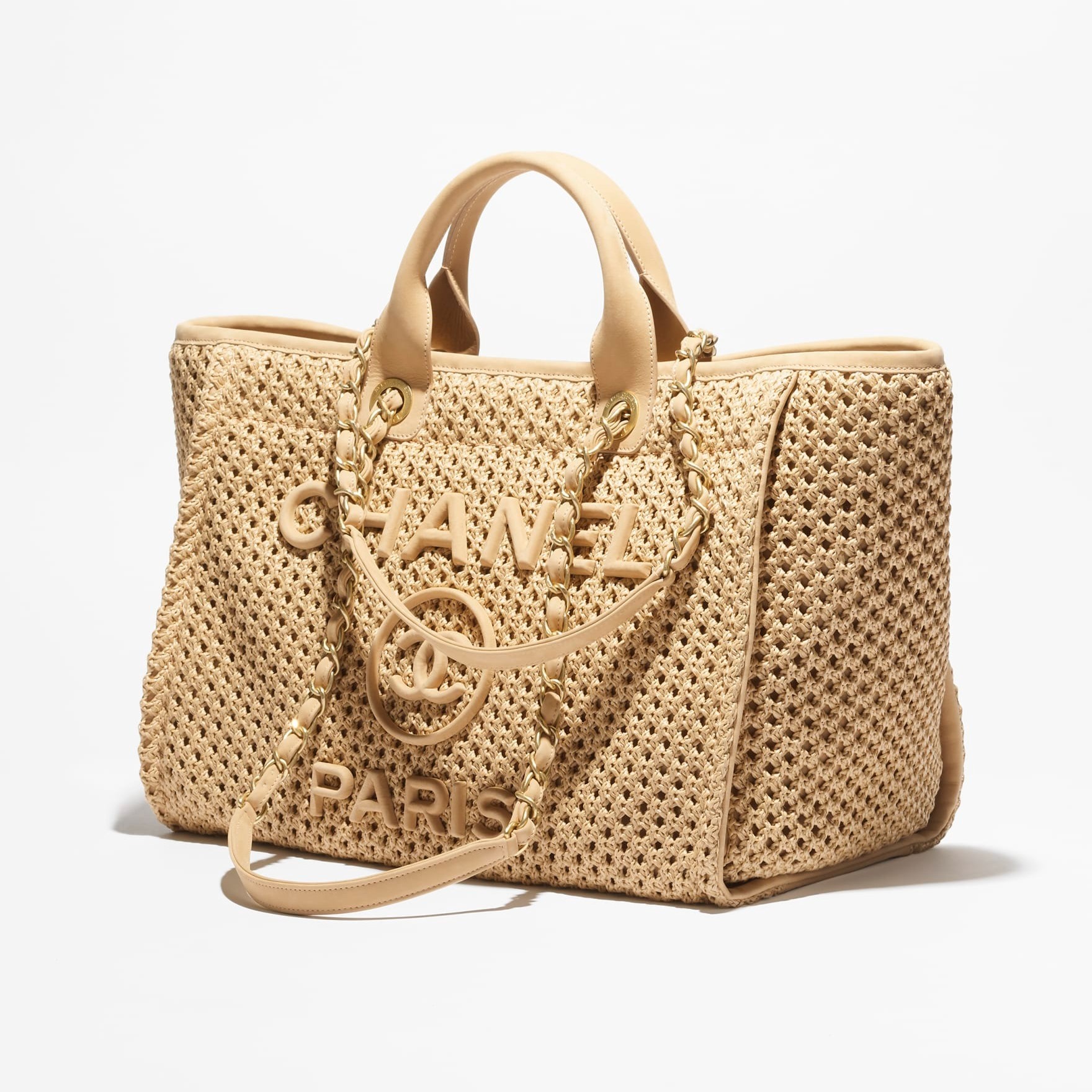 Ch**el Shopping Large Tote Bag 19.7in/ 50cm Beige Gold Hardware For Women A66941-B22709-U5346