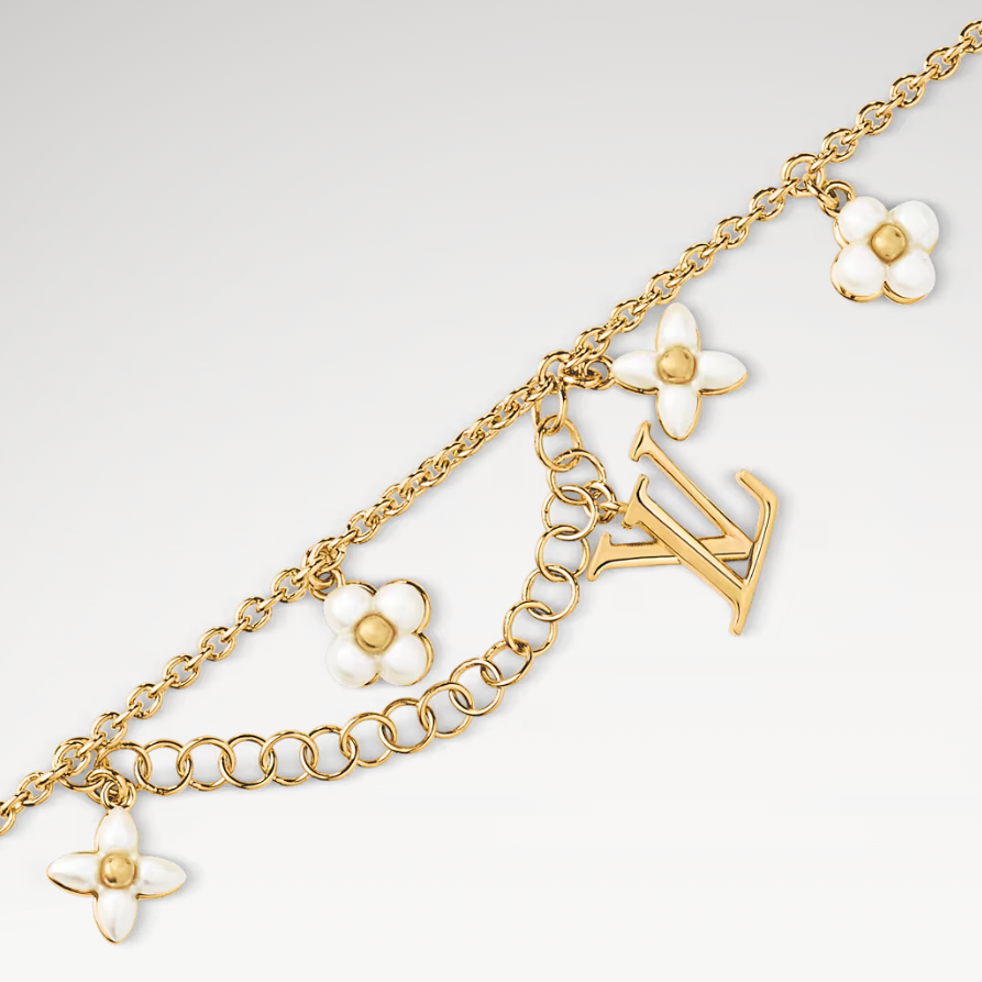 L0vis Vvtt0n LV Floragram Bracelet White Gold Hardware For Women M0940A