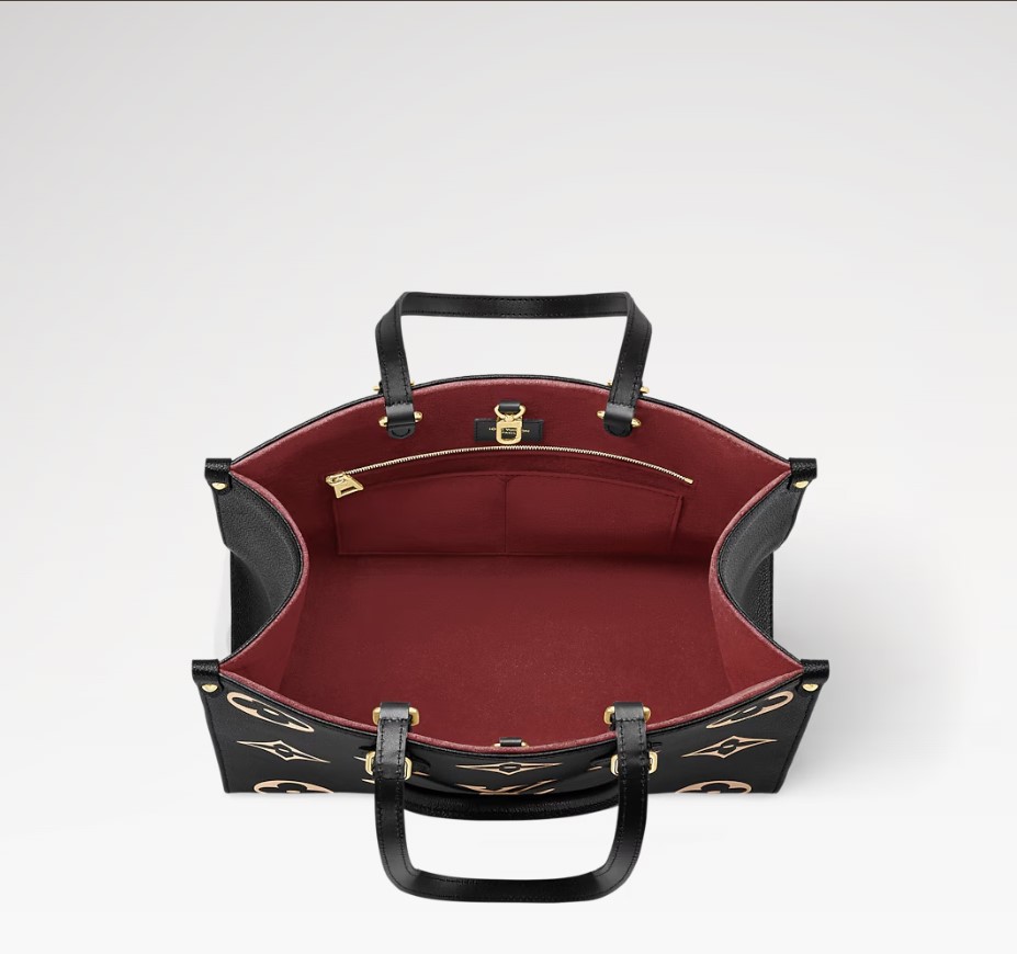 L0vis Vvtt0n OnTheGo MM Tote Bag 13.8in/ 35cm Black/Beige Gold Hardware For Women M45495