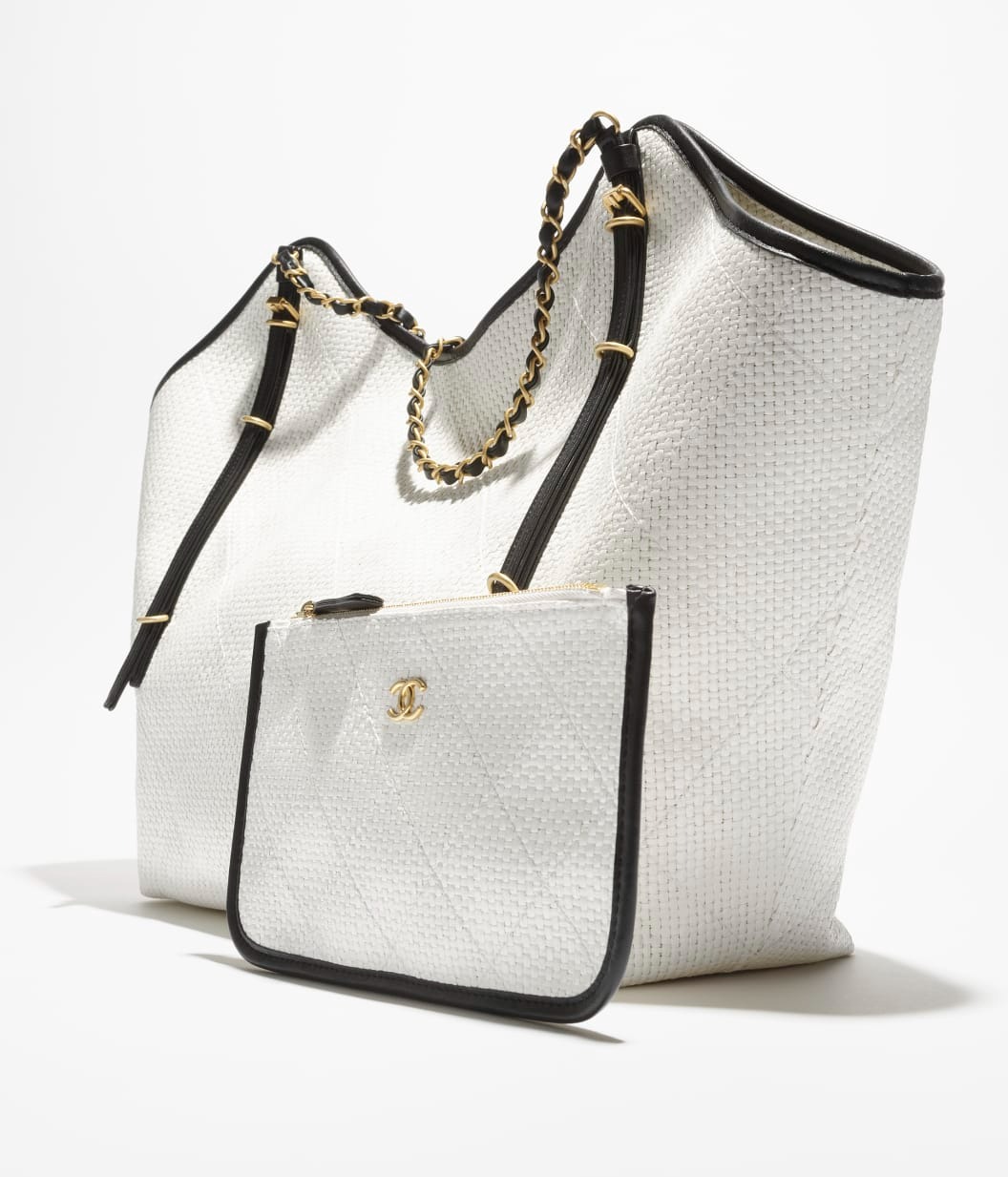 Ch**el Shopping Maxi Tote Bag 23.2in/ 59cm White Gold Hardware For Women AS5463-B22594-U5557