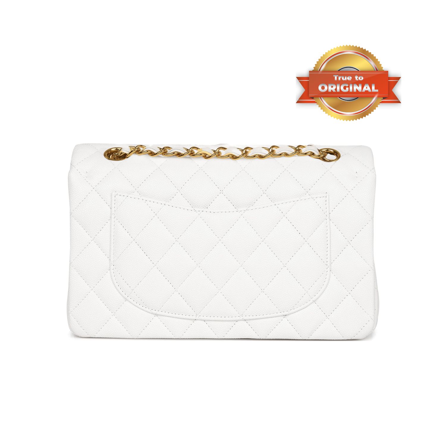 [True-to-ORIGINAL] Ch**el Small Classic Double Flap White Gold-Toned For Women 9.1in/23cm