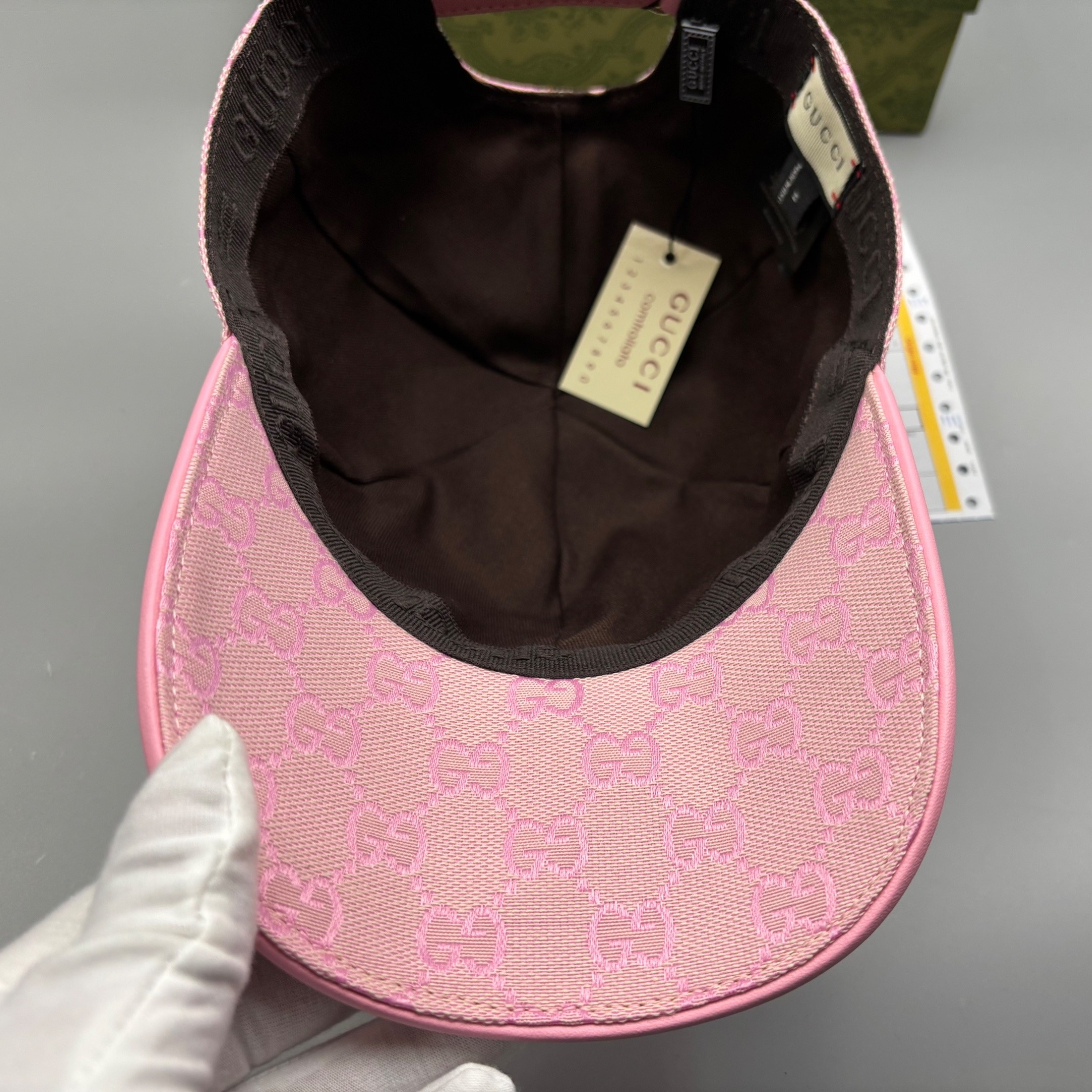 Gvc*1 Original GG Canvas Baseball Hat With Web Pink GG Hat