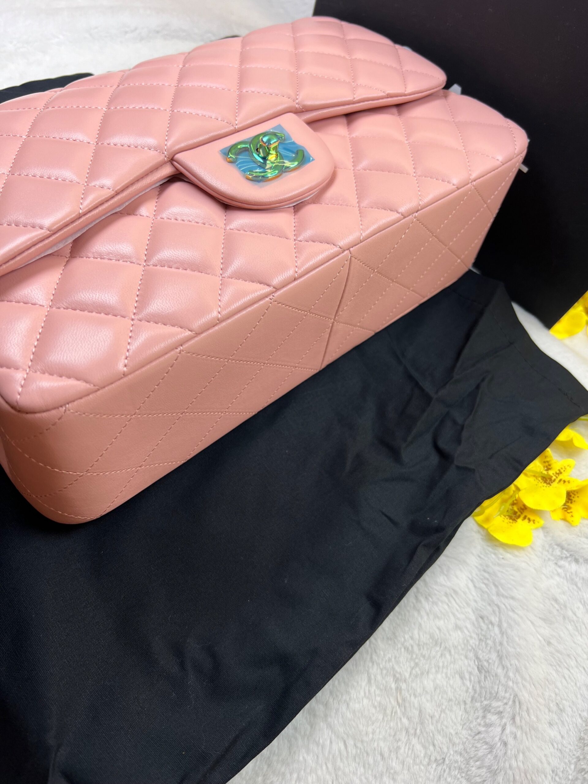 [True-to-ORIGINAL] Ch**el Large Classic Handbag Light Pink For Women 30cm/11.7in A58600 Y04059 NW780