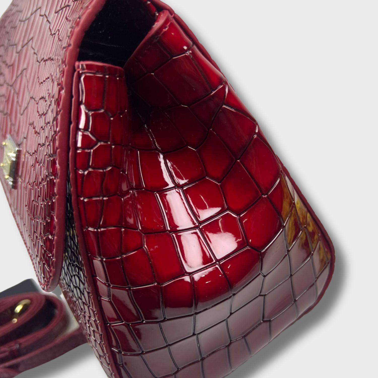 Dolce & Gabbana Medium Sicily Bag In Foiled Crocodile-Print Burgundy For Women 10.2in/26cm DG