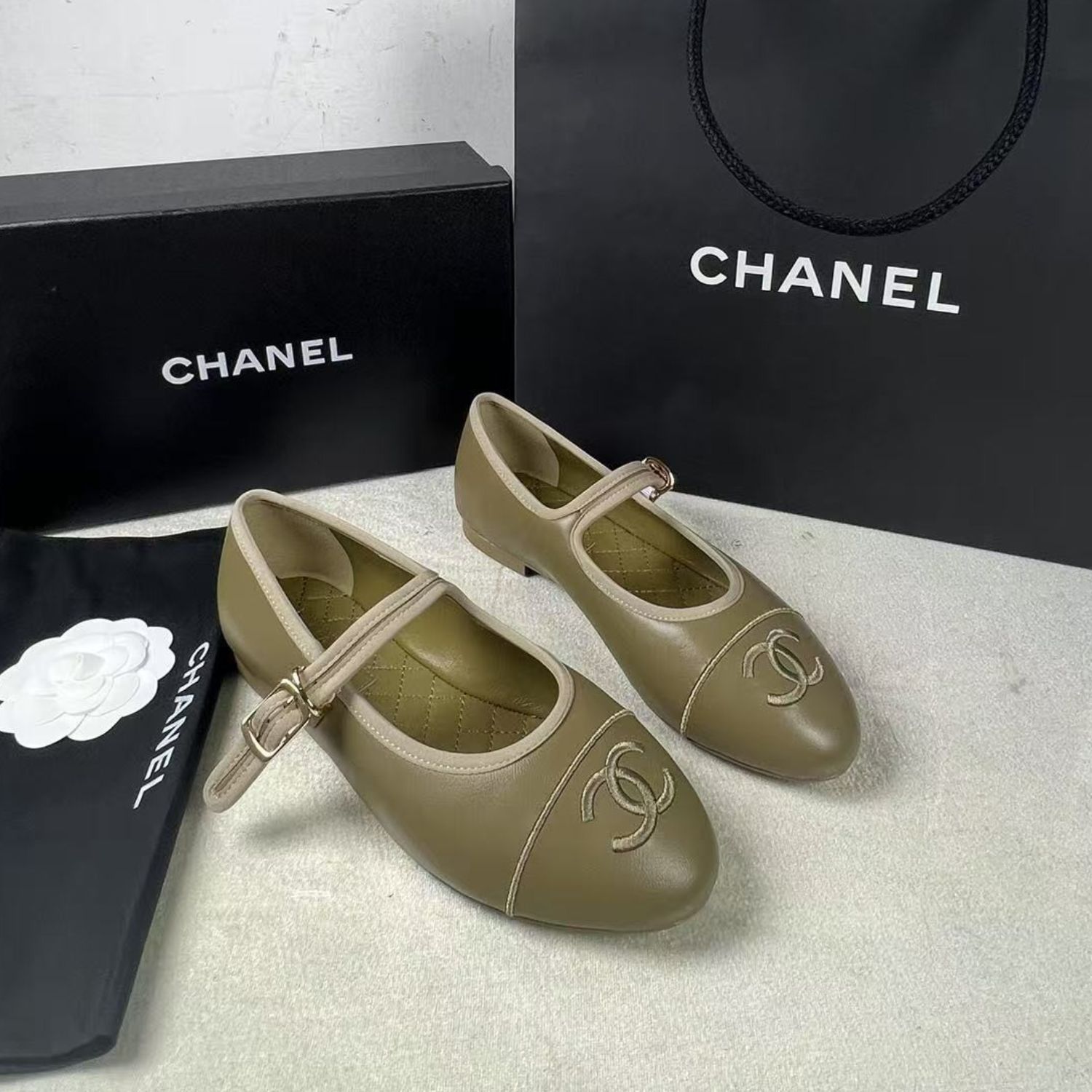 Ch**el Mary Janes 24SS Dark Beige For Women