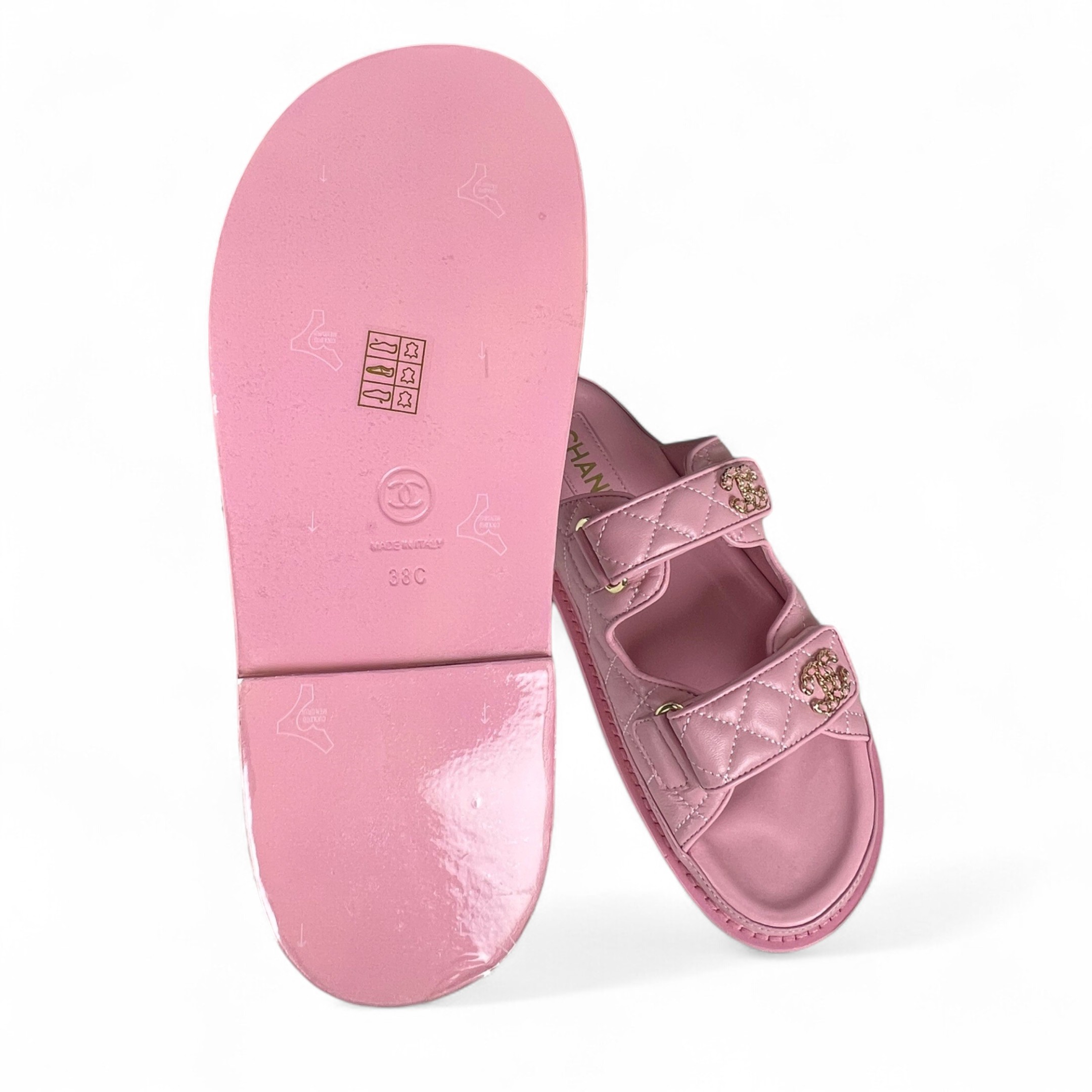 Ch**el Sandals With Ch**el Logo Pink For Women