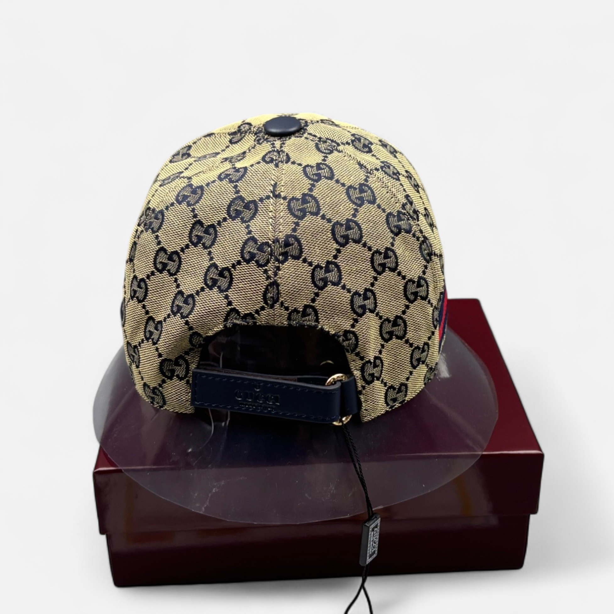 Gvc*1 Original GG Canvas Baseball Hat With Web Beige/Blue GG Hat