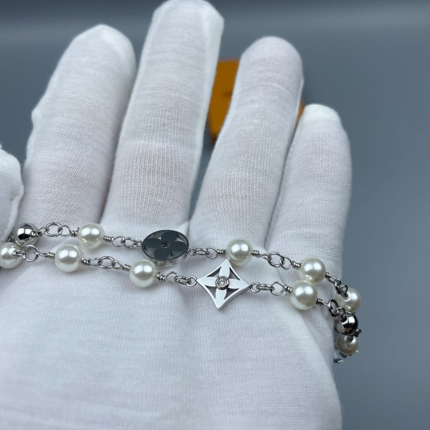 L0vis Vvtt0n Pearls Necklace Silver For Men 43cm/17in