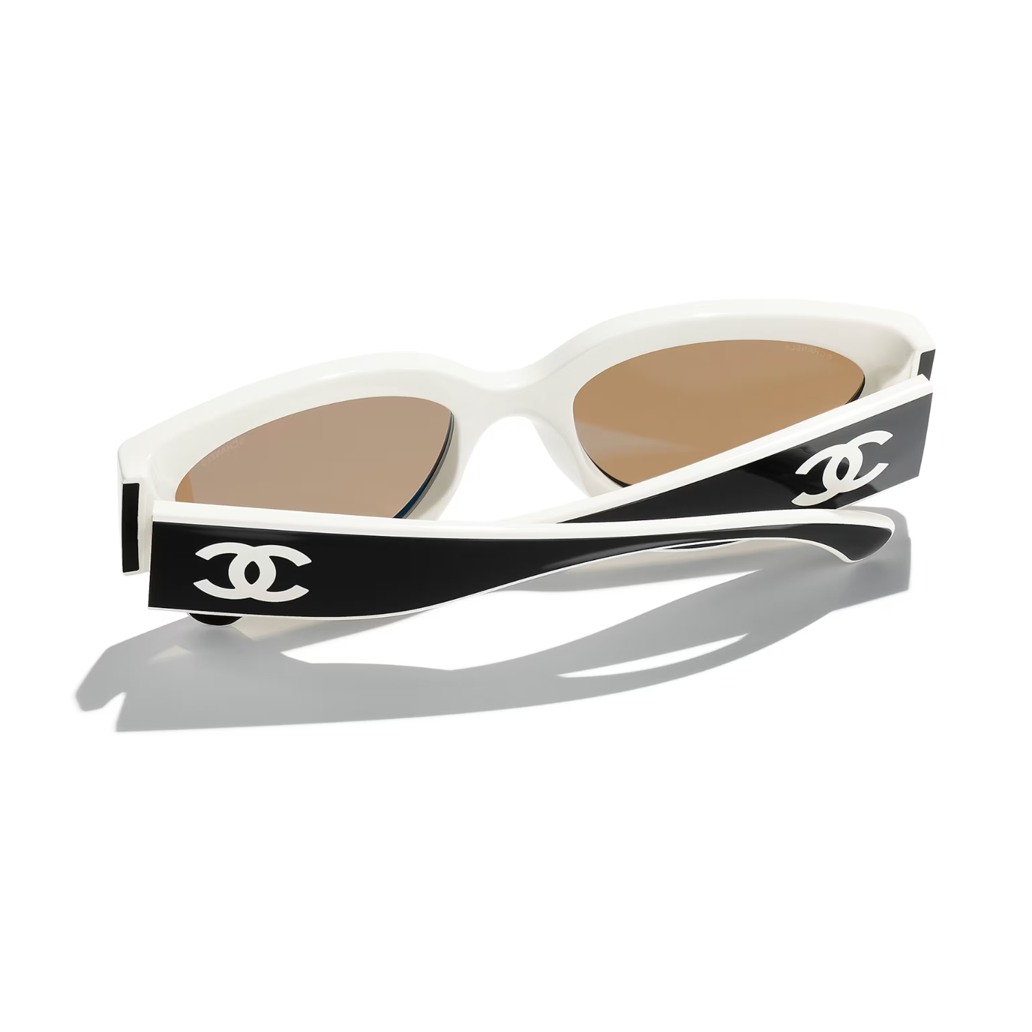 Ch**el Rectangular Sporty Sunglasses Black & White
