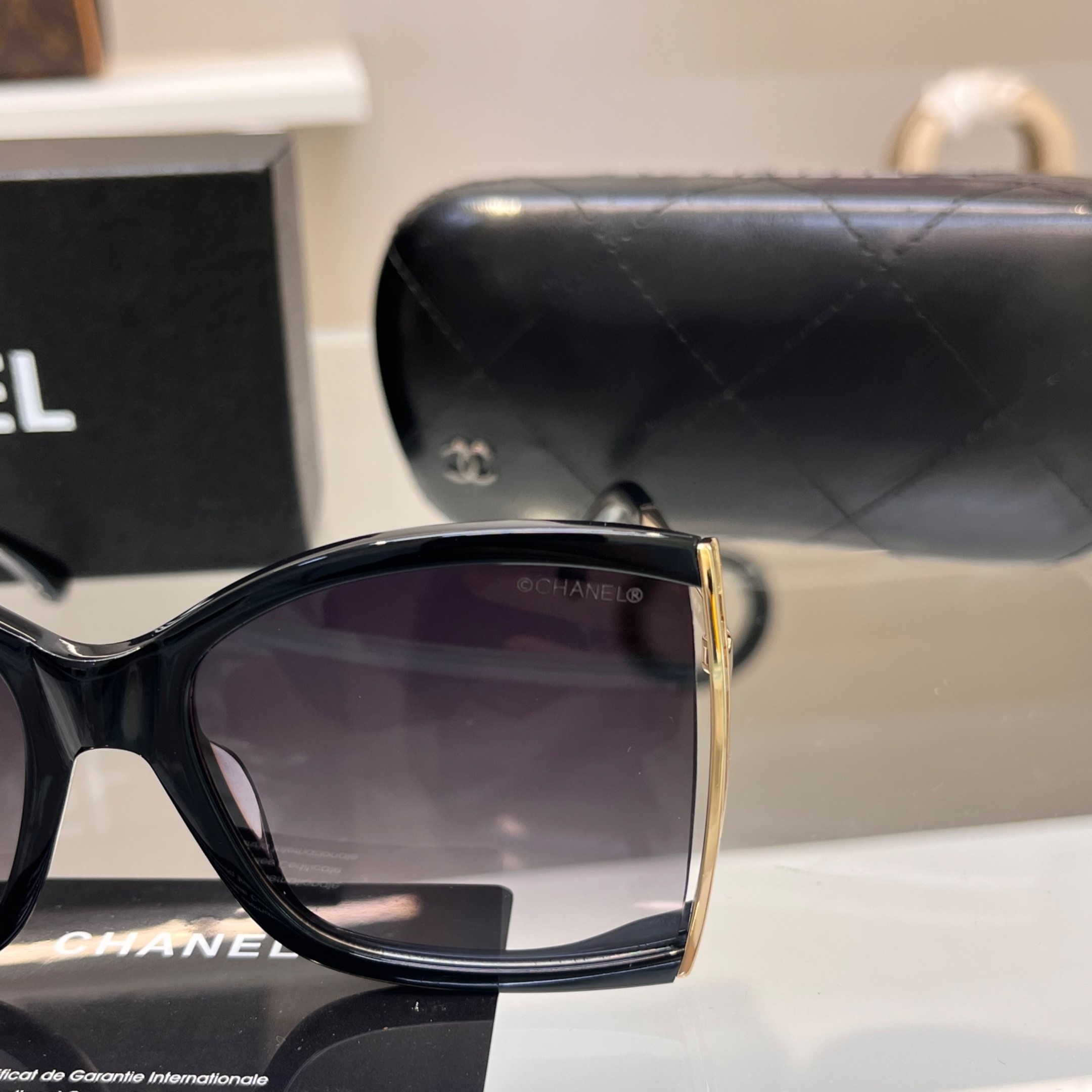 Ch**el Square Sunglasses Black For Women A71545 X06081 S2216