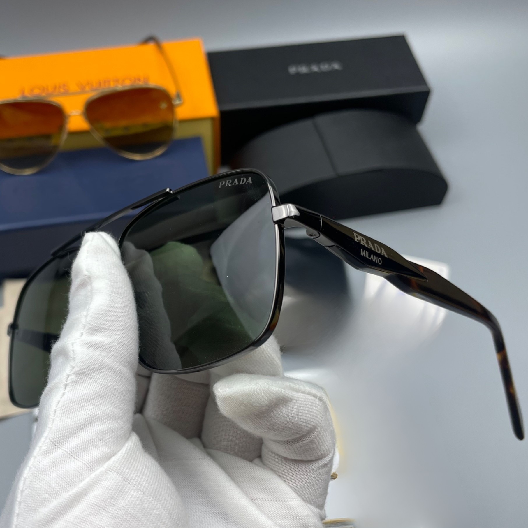 Pra*a Letter Logo Sunglasses Black For Women