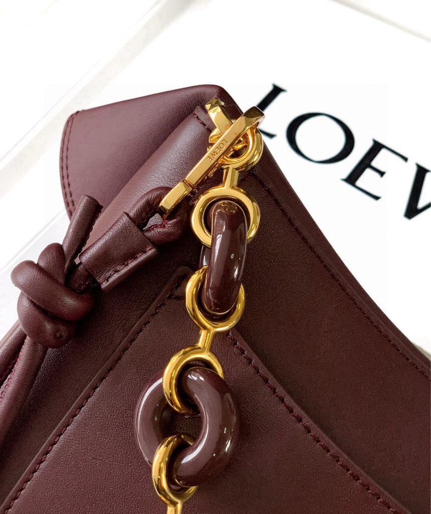 [True-to-ORIGINAL] L0ew* Medium Ola Bag Dark Burgundy For Women 26cm/10.2in AP22P22X07