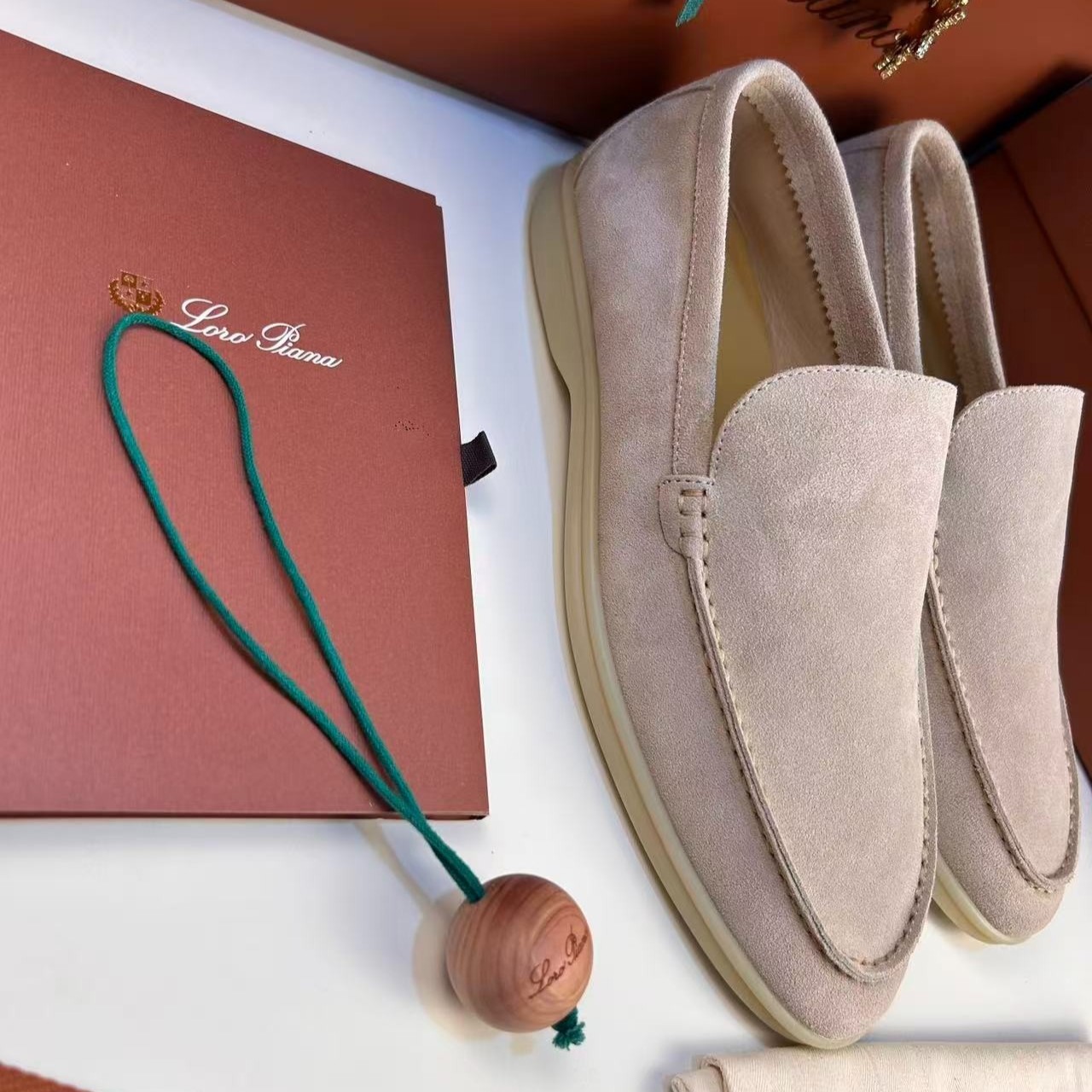 L0r0 P1ana Summer Walk Loafers Beige For Men FAI3276