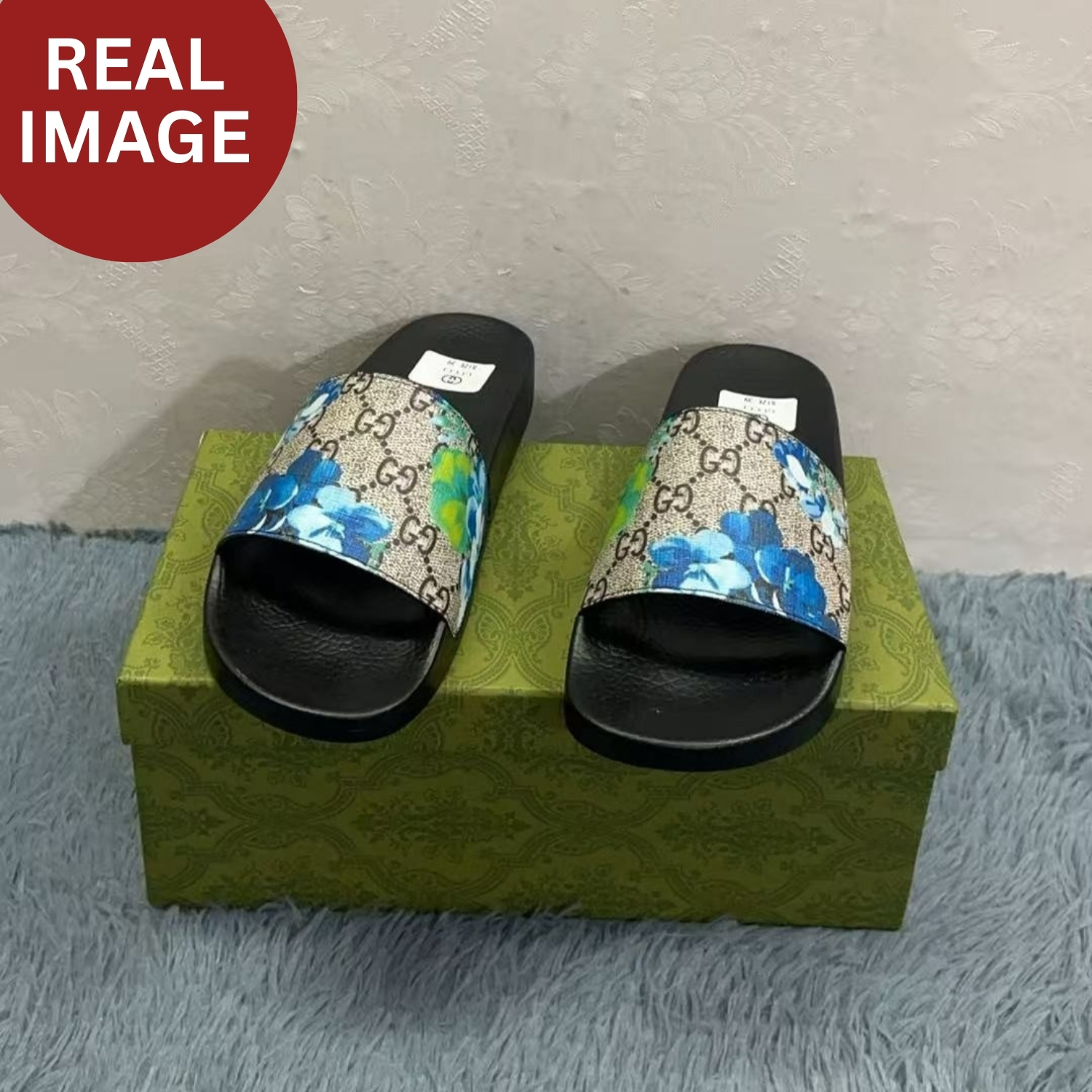 Gvc*1 Women’s Slides Bloom Print Blue For Women 408508 G2200