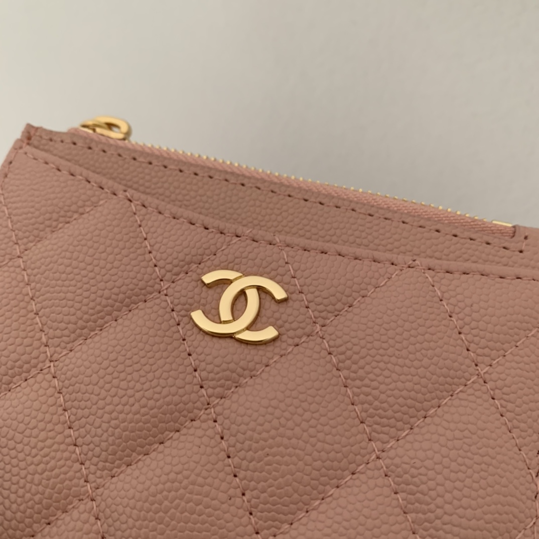 Ch**el Flat Card Holder Pink Bag For Women 11.5cm/4.5in