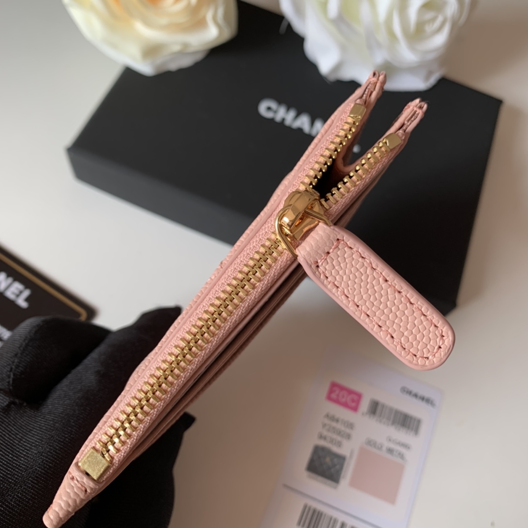 Ch**el Flat Card Holder Pink Bag For Women 11.5cm/4.5in