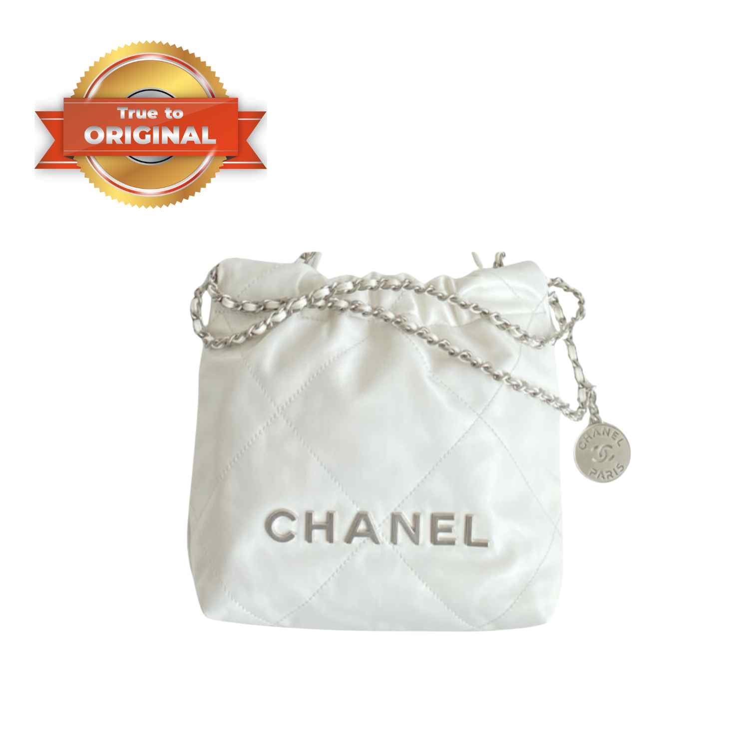[True-to-ORIGINAL] Ch**el 22 Mini Bag Silver Tone White For Women 7,1in/18cm