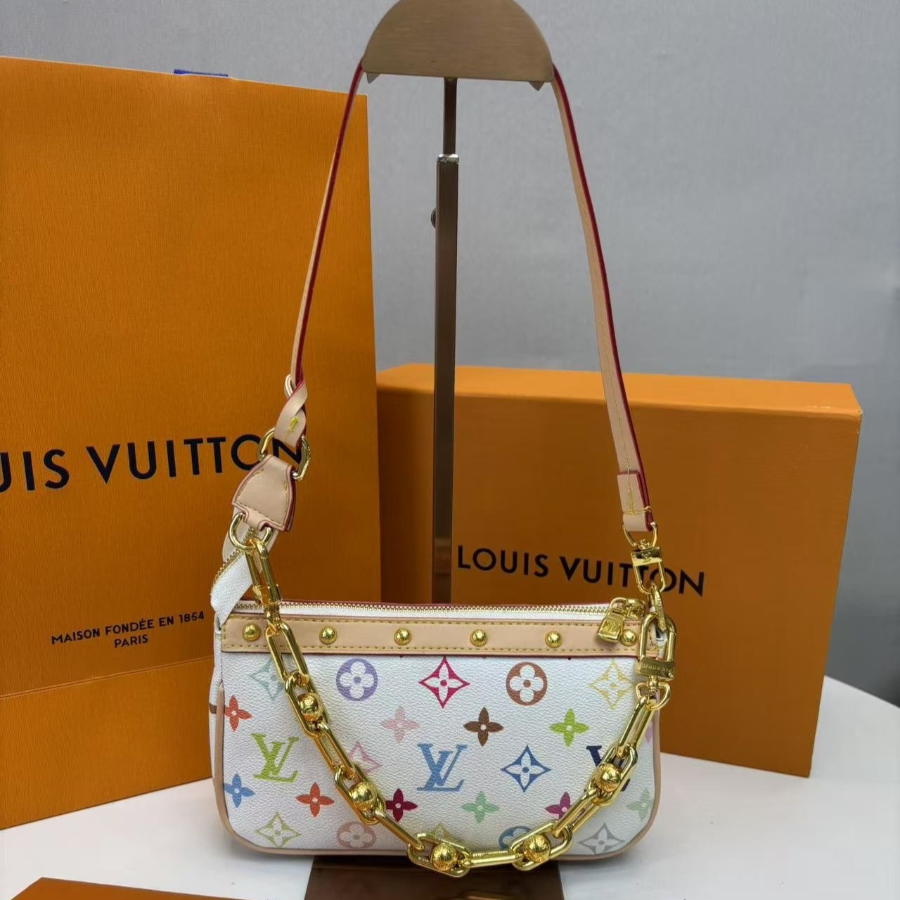 L0vis Vvtt0n LV x TM Pochette Accessoires Multicolore Blanc For Women 22cm/8.7in – M13404