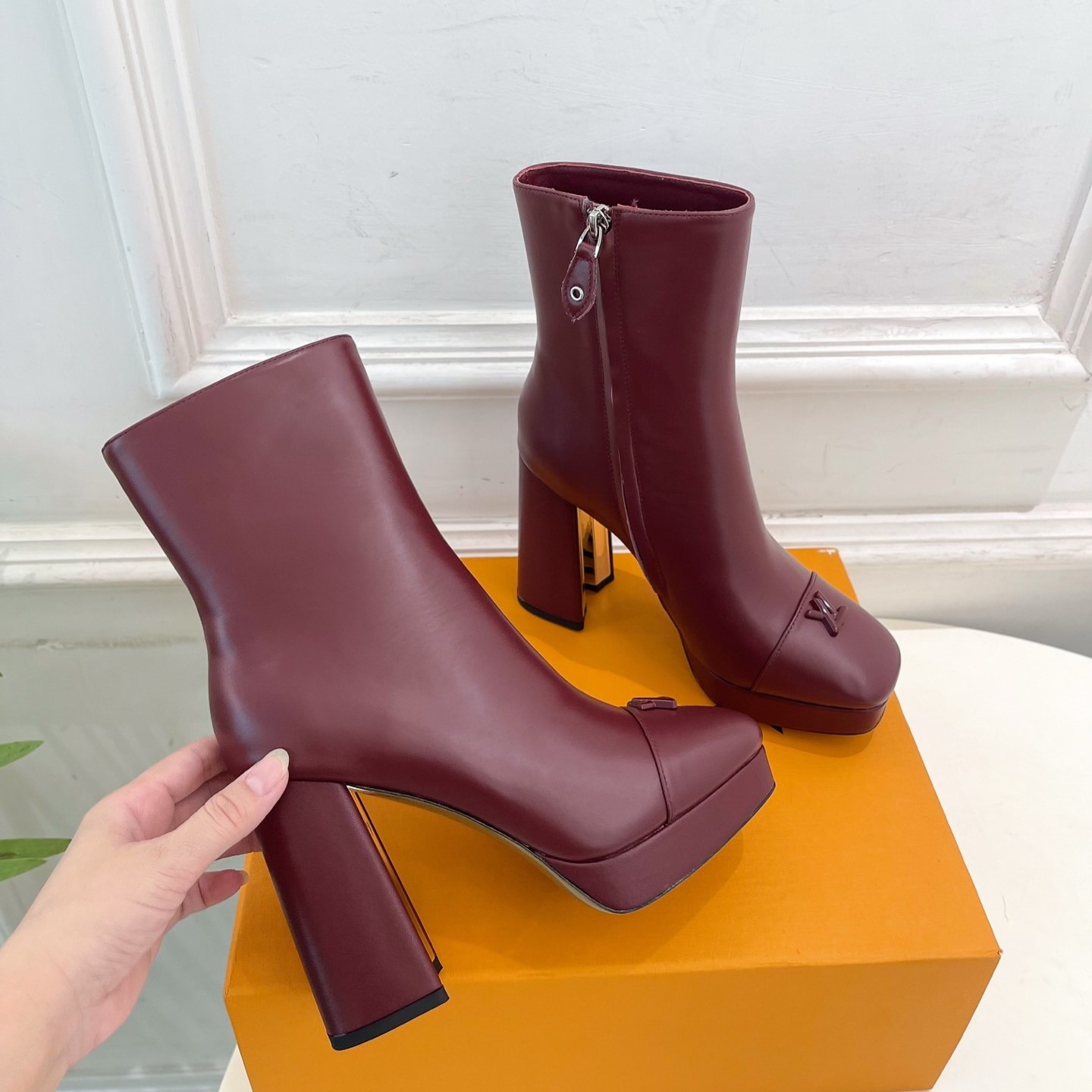 L0vis Vvtt0n Swing Platform Ankle Boots Bordeaux Red For Women