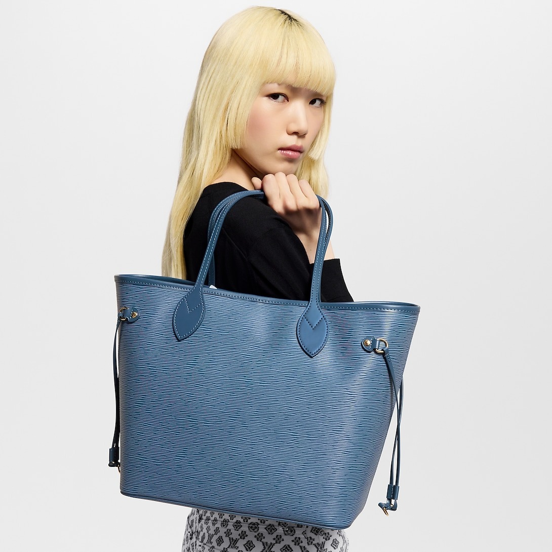 L0vis Vvtt0n Neverfull MM Denim Blue For Women 12.2in/31cm M14856