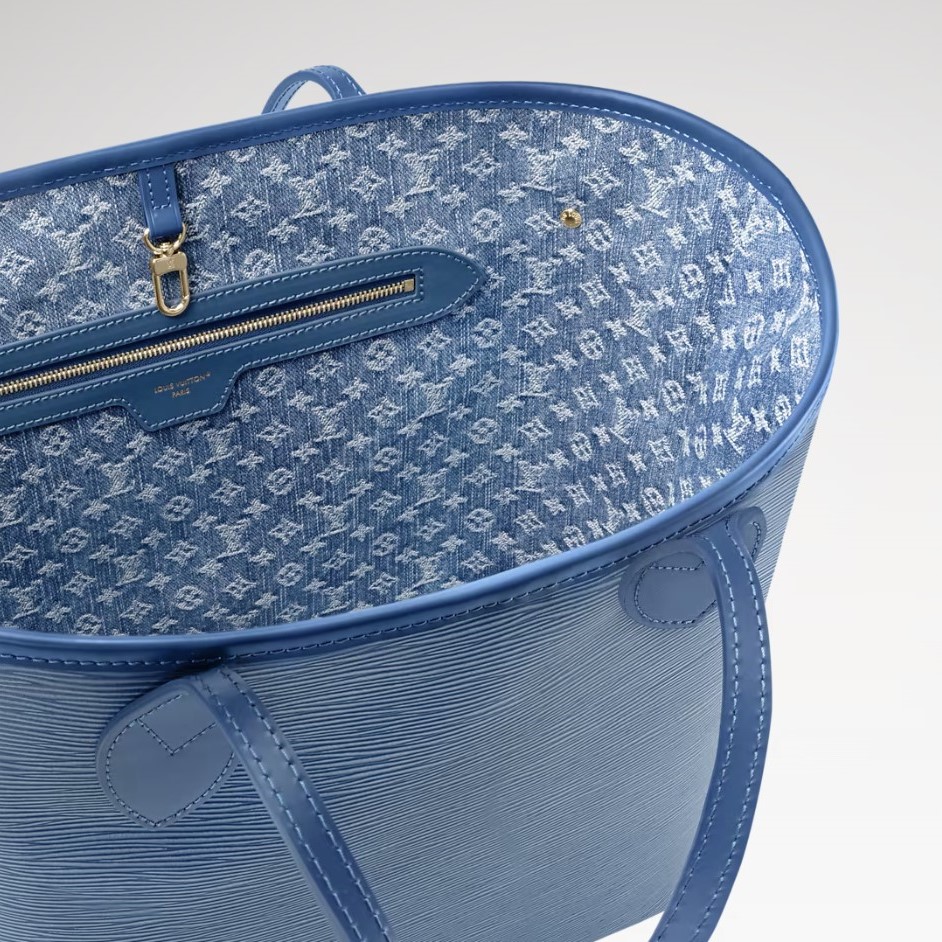 L0vis Vvtt0n Neverfull MM Denim Blue For Women 12.2in/31cm M14856