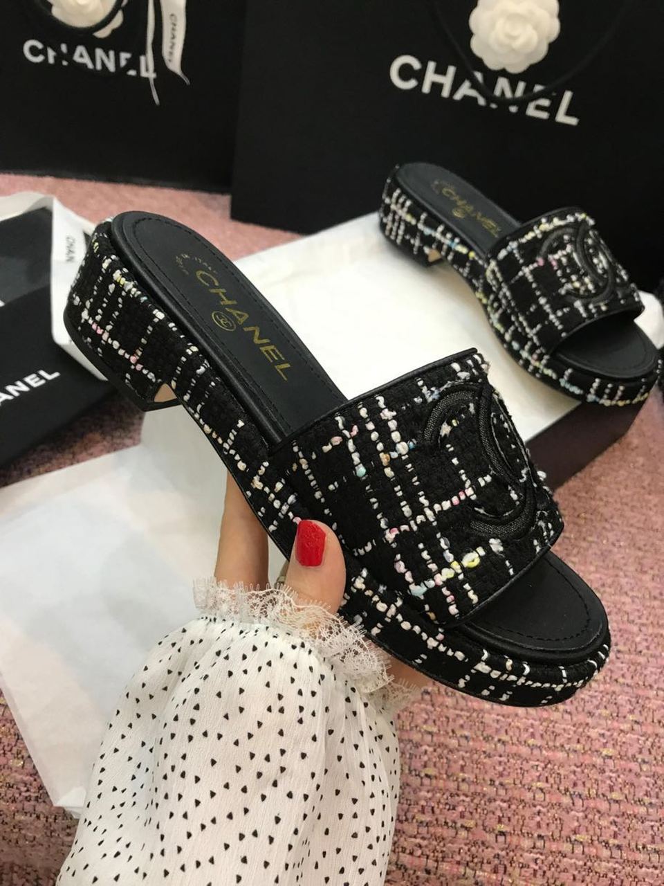 Ch**el Mules Black For Women, Women’s Shoes