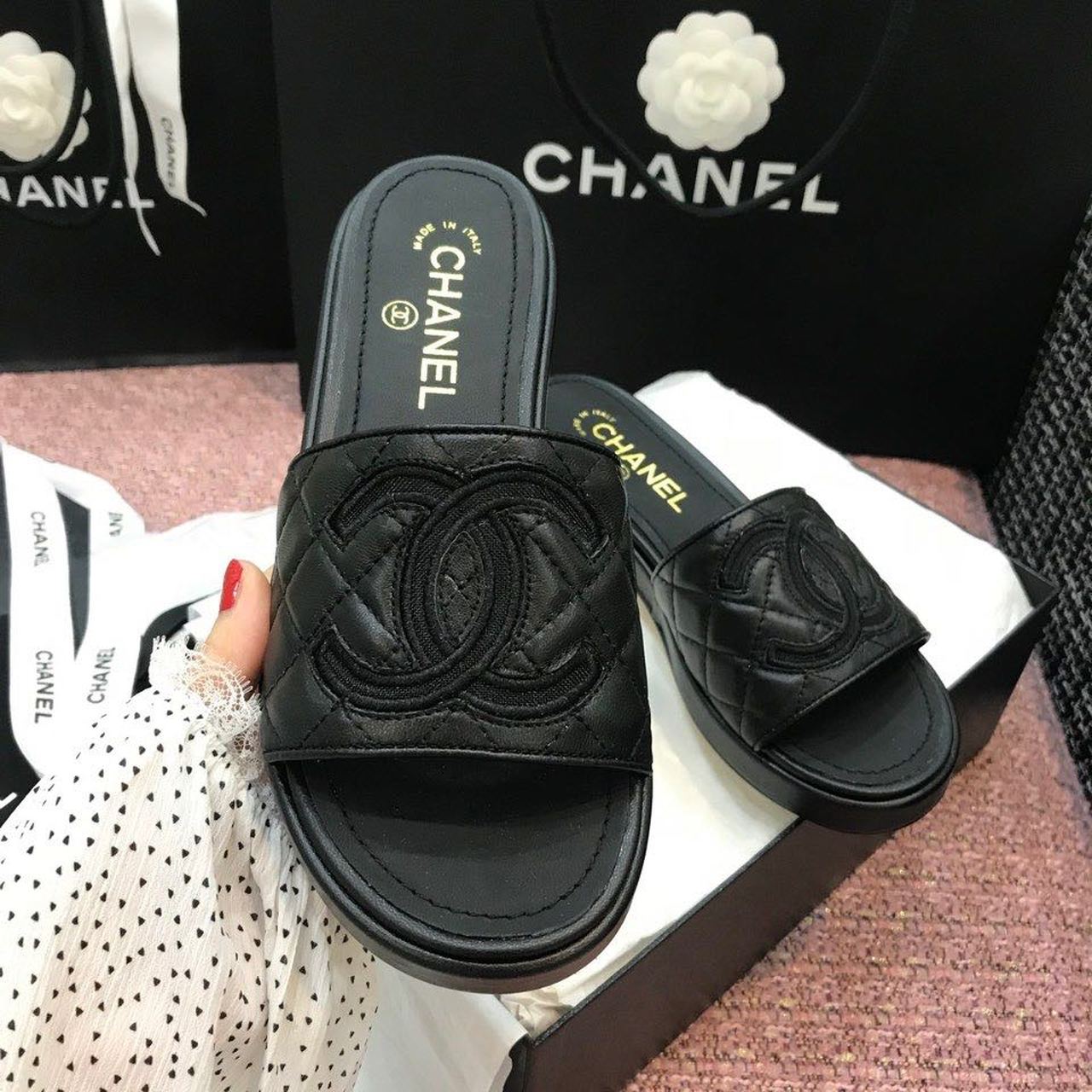 Ch**el Mules Black For Women, Women’s Shoes