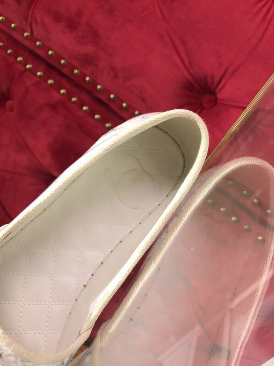 Ch**el Tweed/PVC CC Logo Espadrilles White For Women, Women’s Shoes