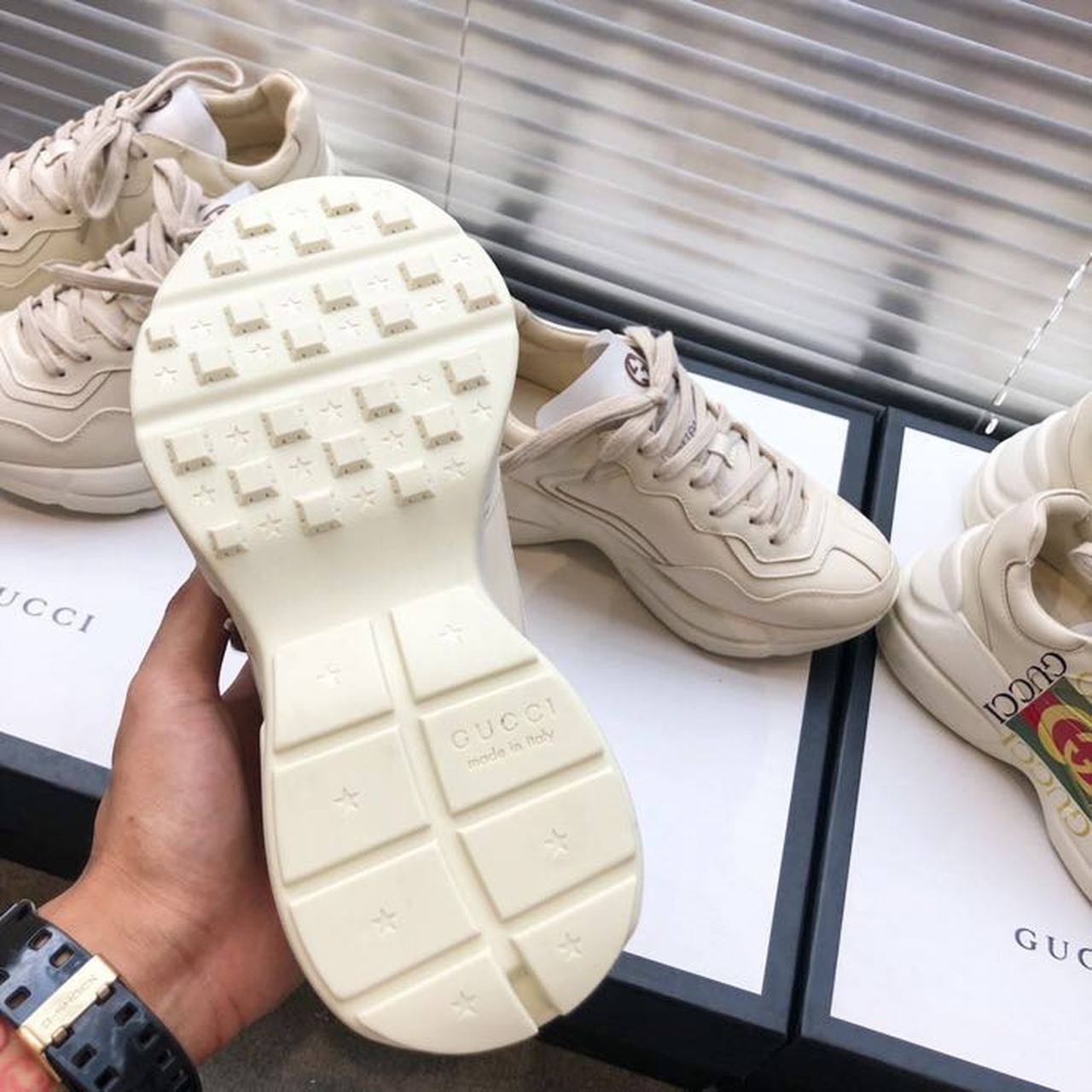 Gvc*1 Women’s Rhyton Sneaker With Gvc*1 Logo White For Women GG