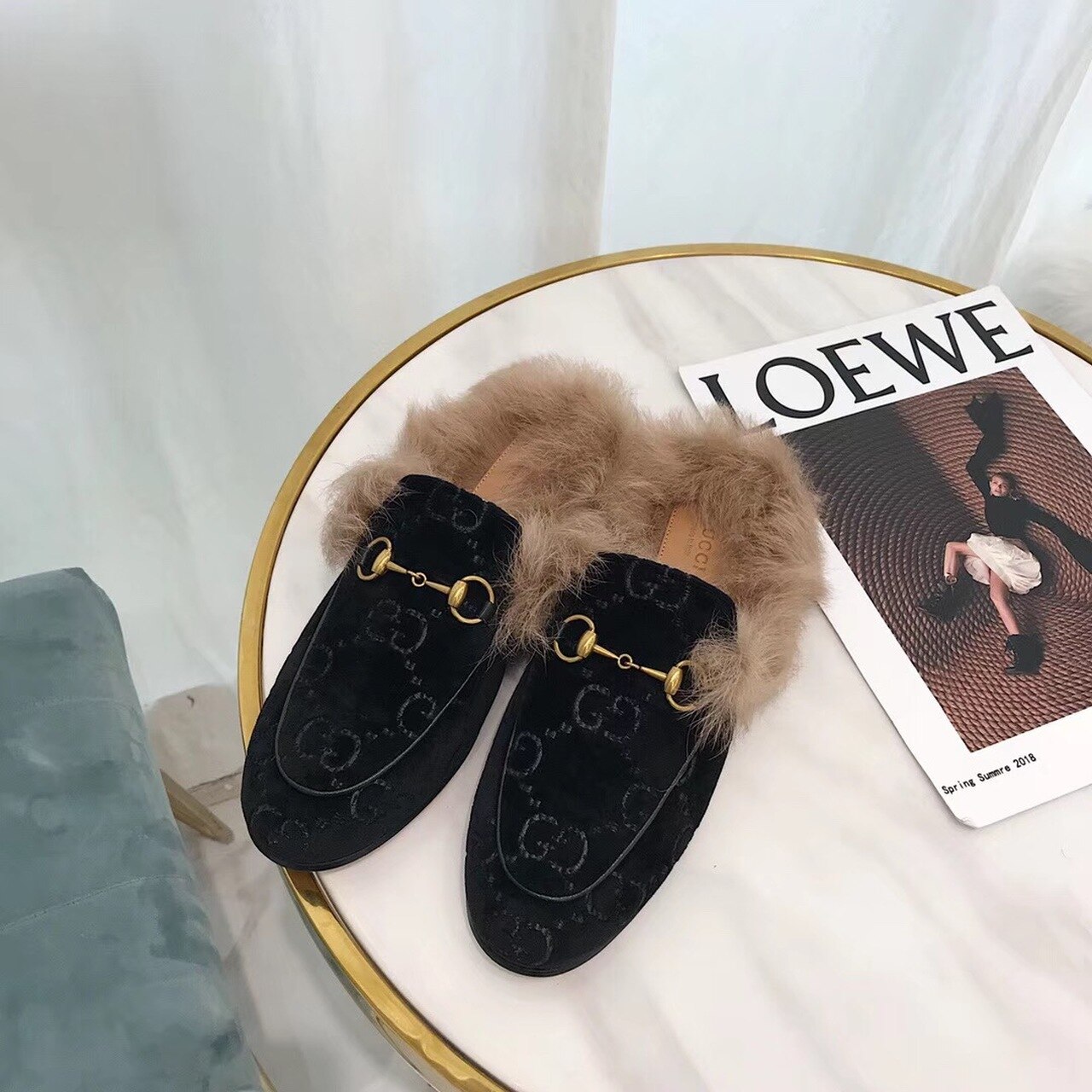 Gvc*1 Women’s Princetown Slipper Mules By Velvet Black For Women GG