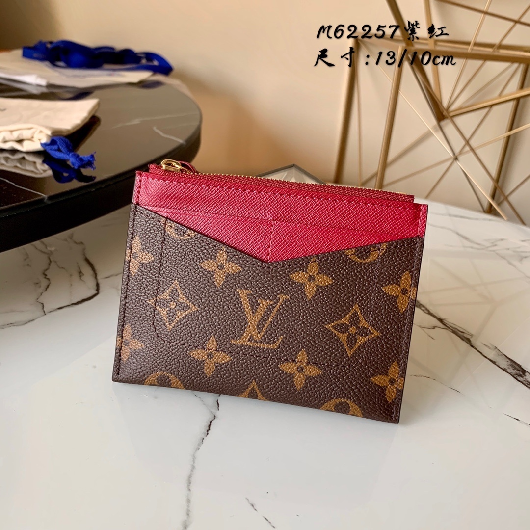 L0vis Vvtt0n Zipped Card Holder Monogram Canvas Fuchsia For Women, Women Wallet LV M62257