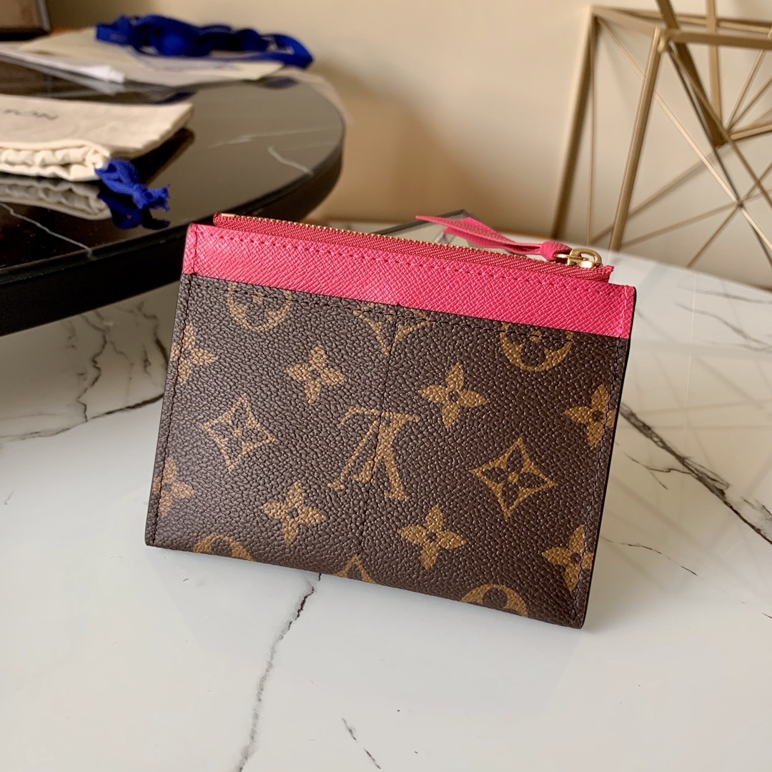 L0vis Vvtt0n Zipped Card Holder Monogram Canvas Fuchsia For Women, Women Wallet LV M62257
