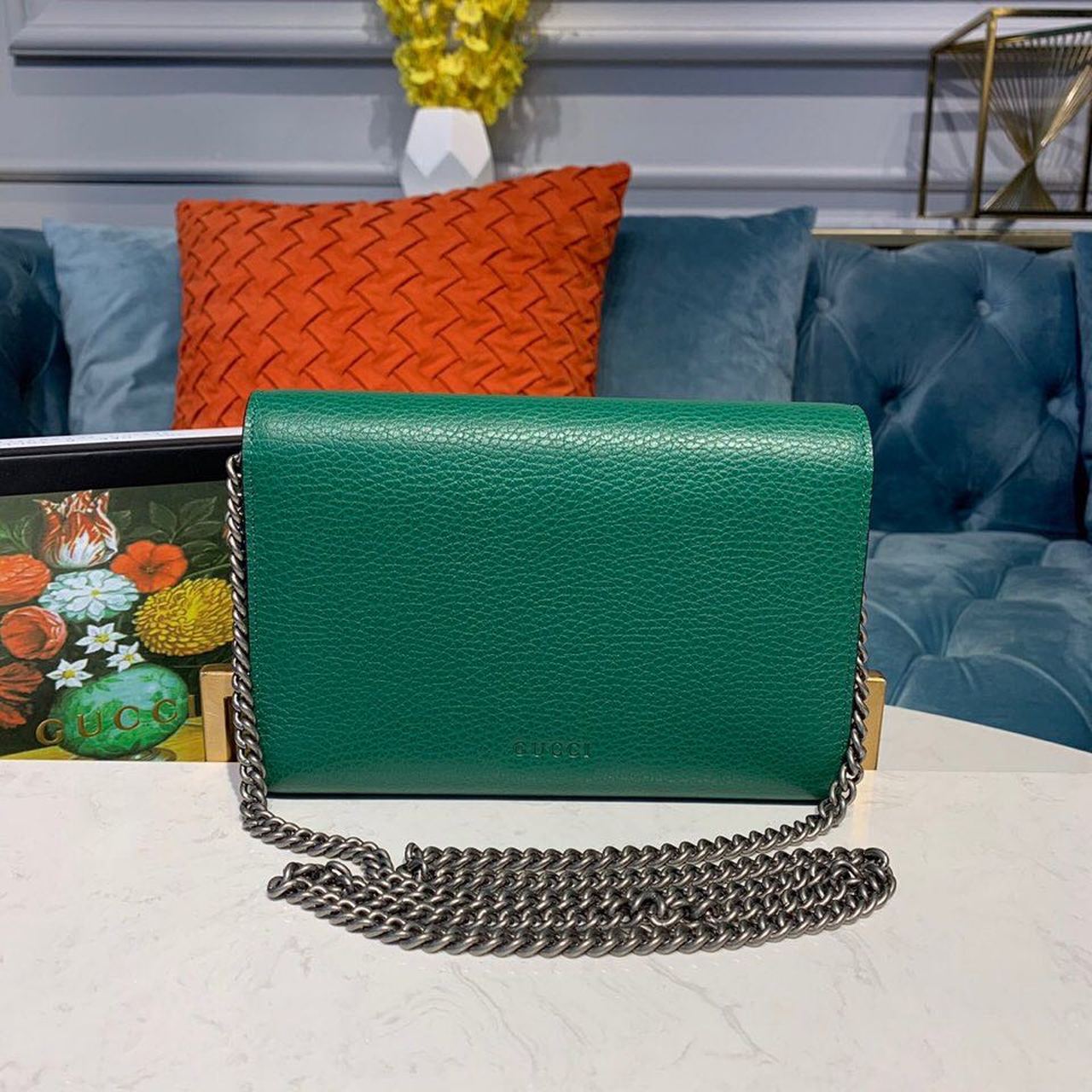 Gvc*1 Dionysus Mini Chain Bag Emerald Green Metal-Free Tanned For Women 8in/20cm GG 401231 CAOGX 3120