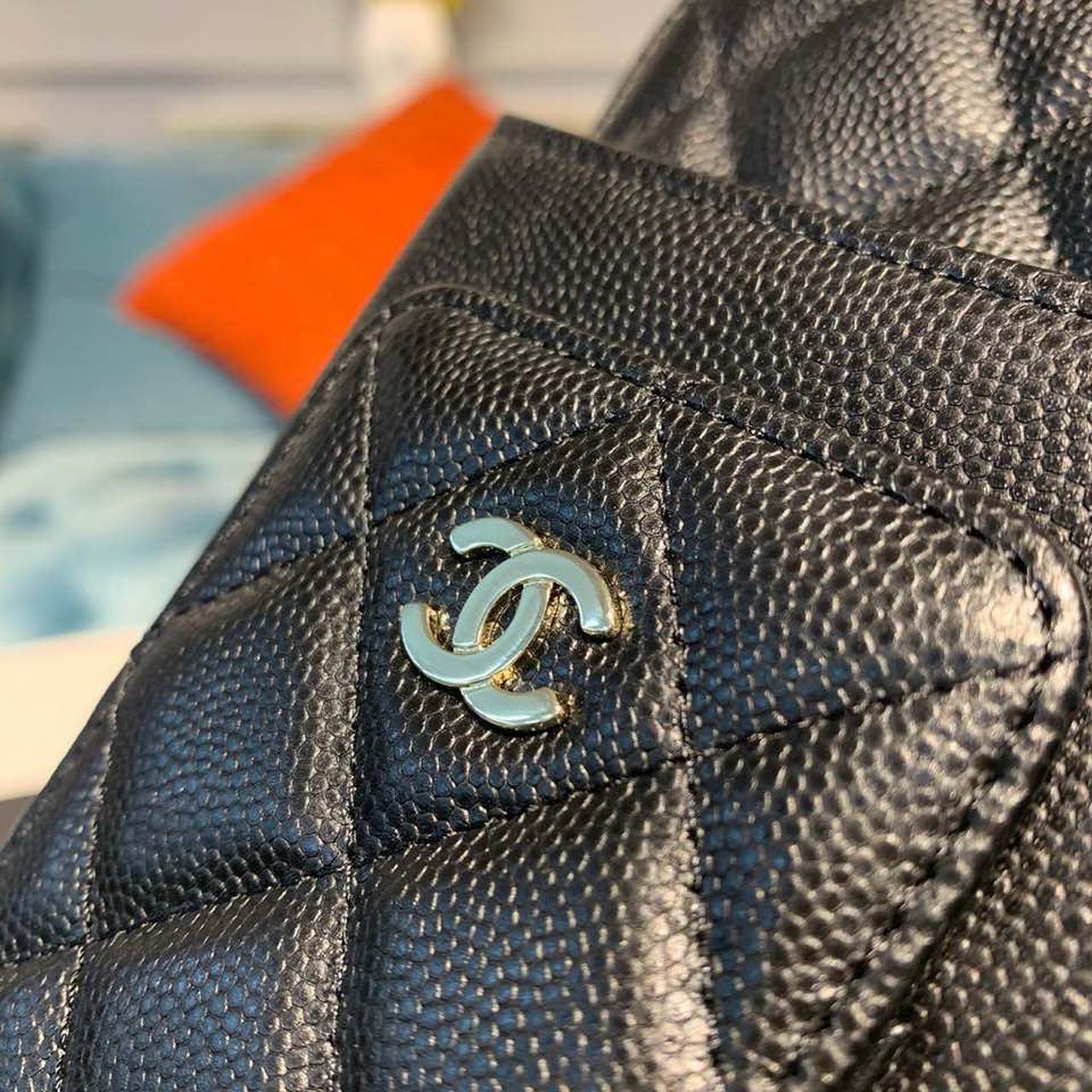 Ch**el Classic Cluth With Chain Black For Women, Women’s Wallet 7in/18cm AP0990