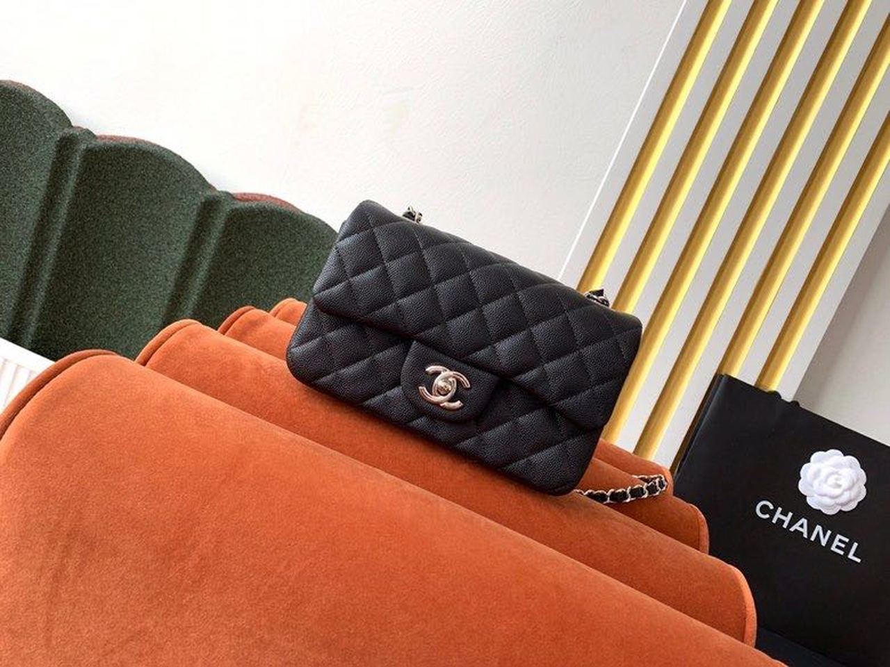 Ch**el Small Classic Handbag Silver Toned Hardware Black For Women, Women’s Bags, Shoulder and Crossbody Bags 9.1in/23cm A01113