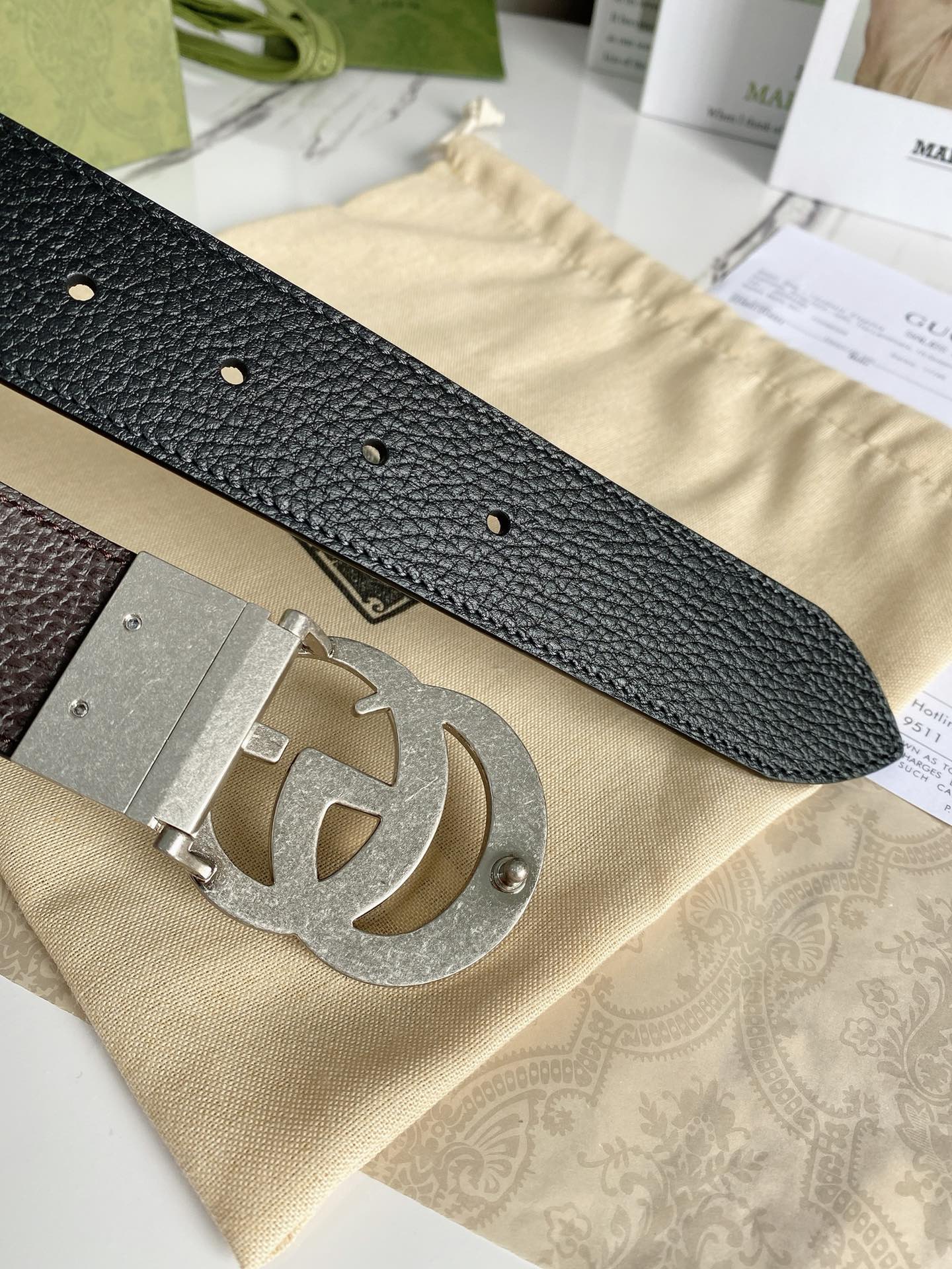 Gvc*1 GG Marmont Reversible Belt Black, Women Belt 627055 CAO2N 1062