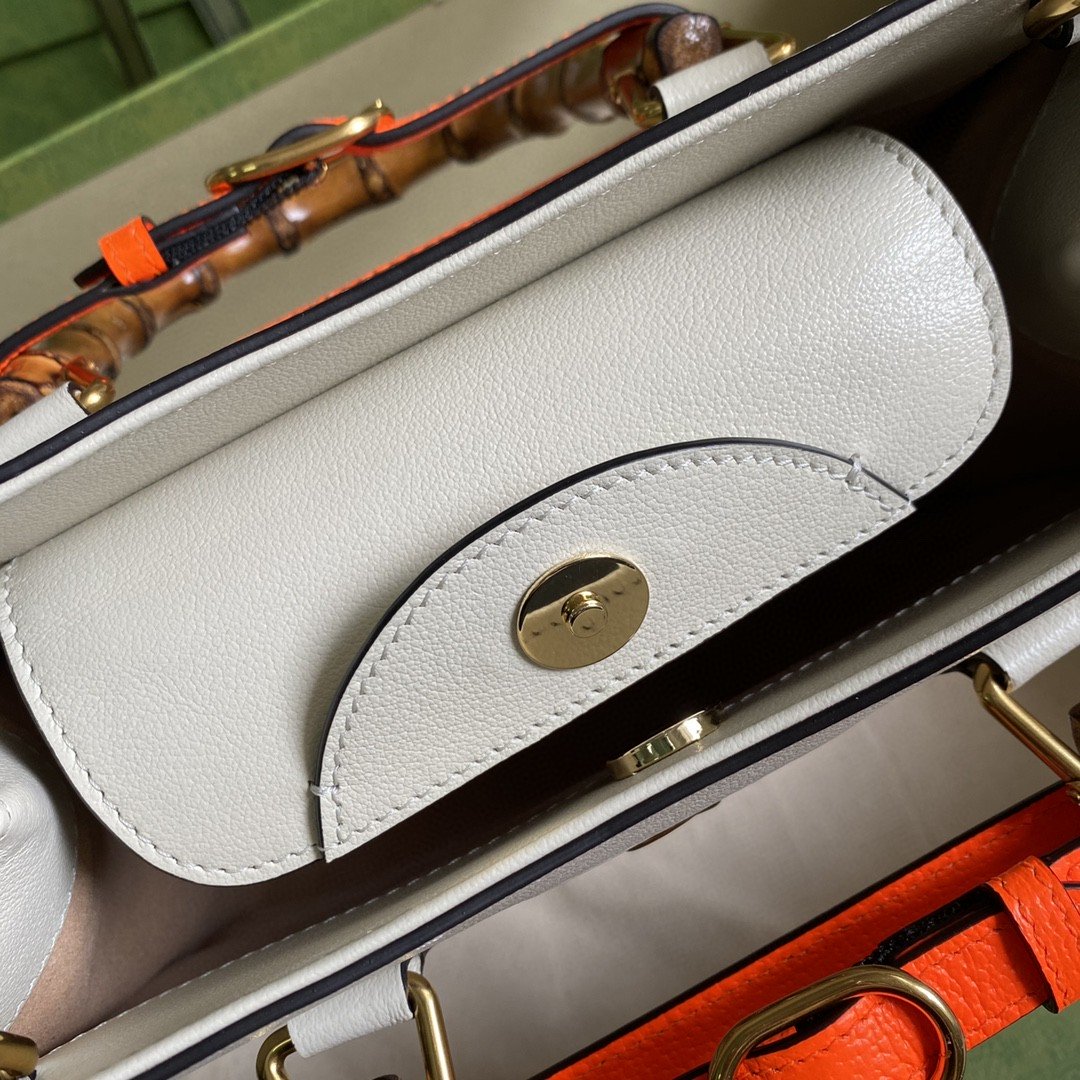 Gvc*1 Diana Medium Tote Bag White For Women 11in/27cm GG 702721 U3ZDT 9196