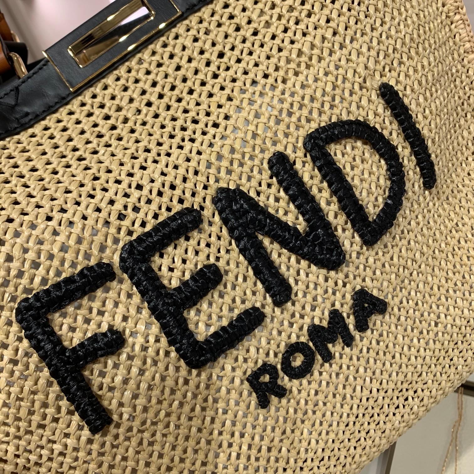 F**di Peekaboo X-tote Medium Woven Straw Tote Bag For Women, Women’s Handbags 16.1in/41cm FF