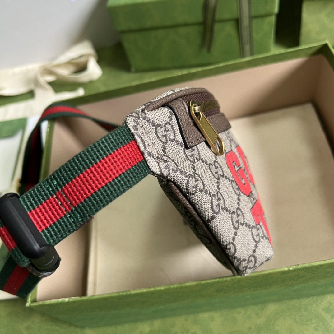 Gvc*1 Tiger GG Belt Bag Beige And Ebony GG Svp*me Canvas For Women And Men  6in/16cm 675181 US7DC 9395