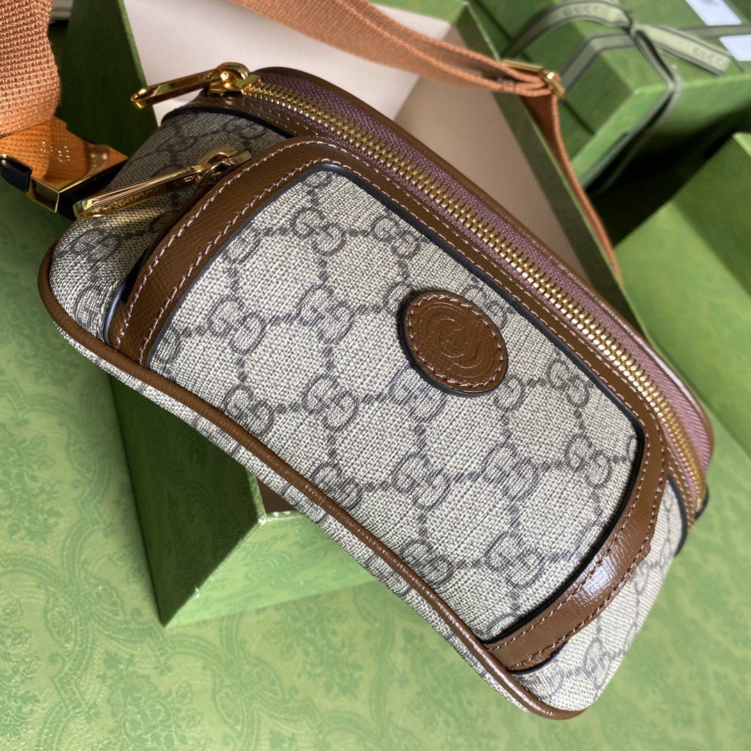 Gvc*1 Belt Bag With Interlocking G Beige And Ebony GG Svp*me Canvas For Women 9.1in/23cm 682933 92THG 8563