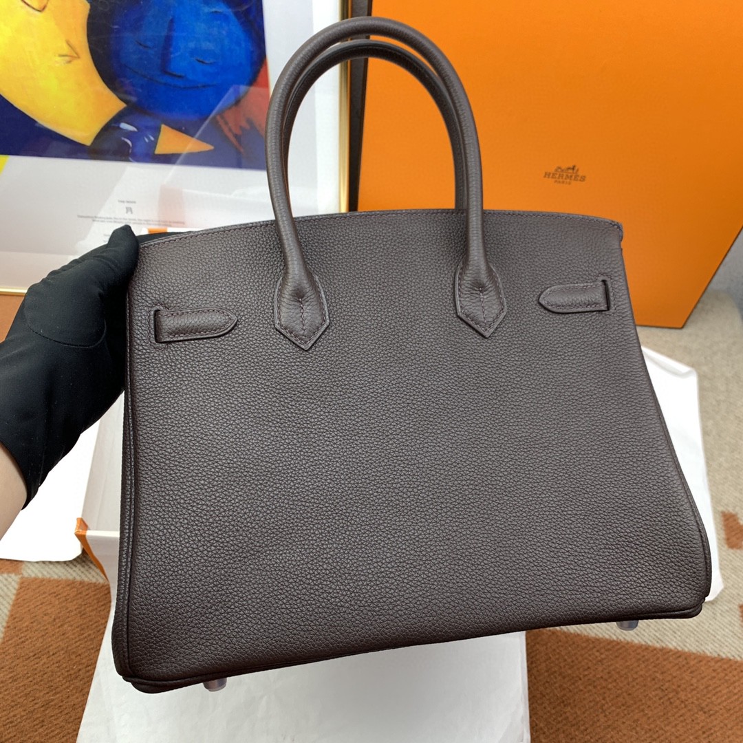 H**me5 Birkin 30 Togo Dark Grey Bag Silver Hardware For Women, Women’s Handbags 11.8in/30cm